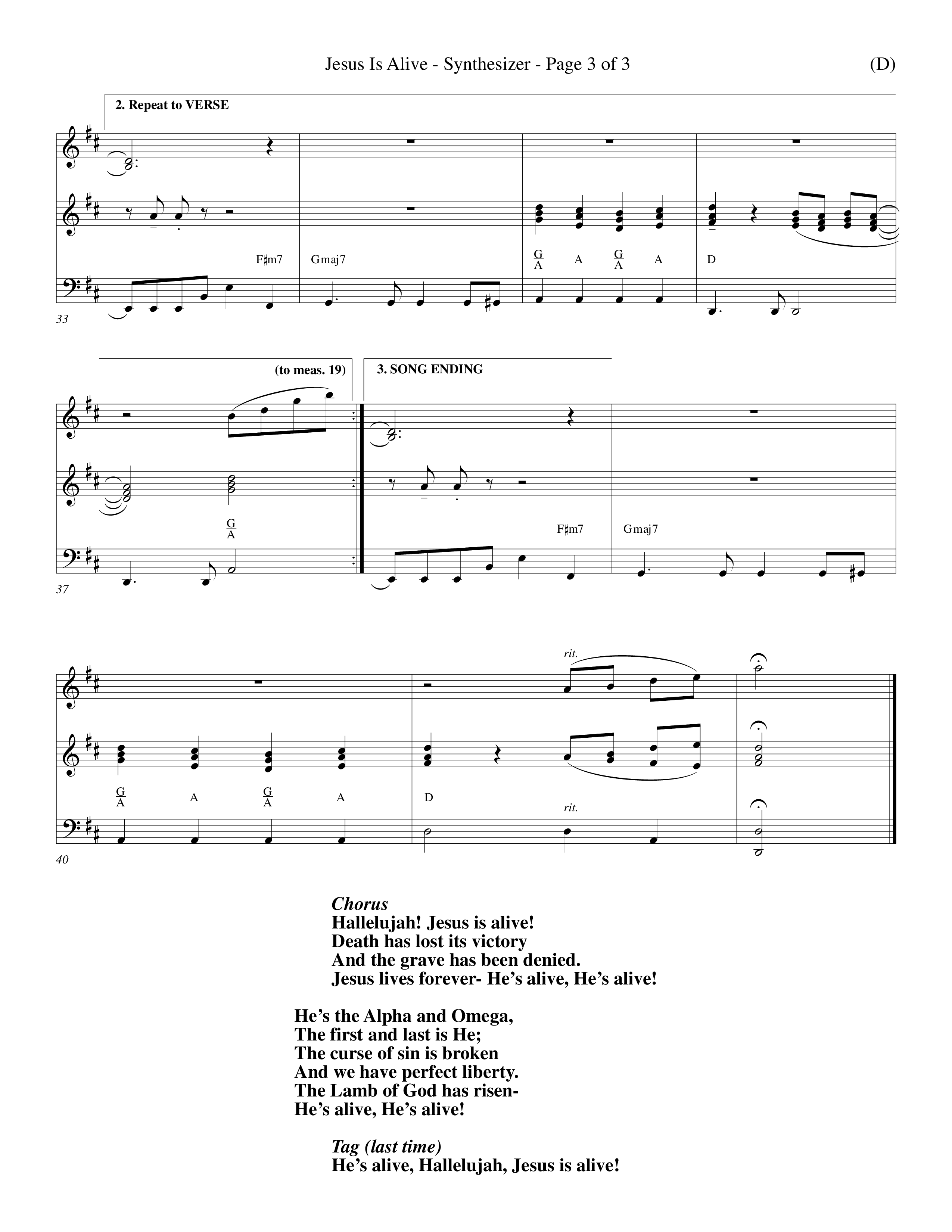 Jesus Is Alive (Choral Anthem SATB) Synth (Word Music Choral / Orch. Dave Williamson)