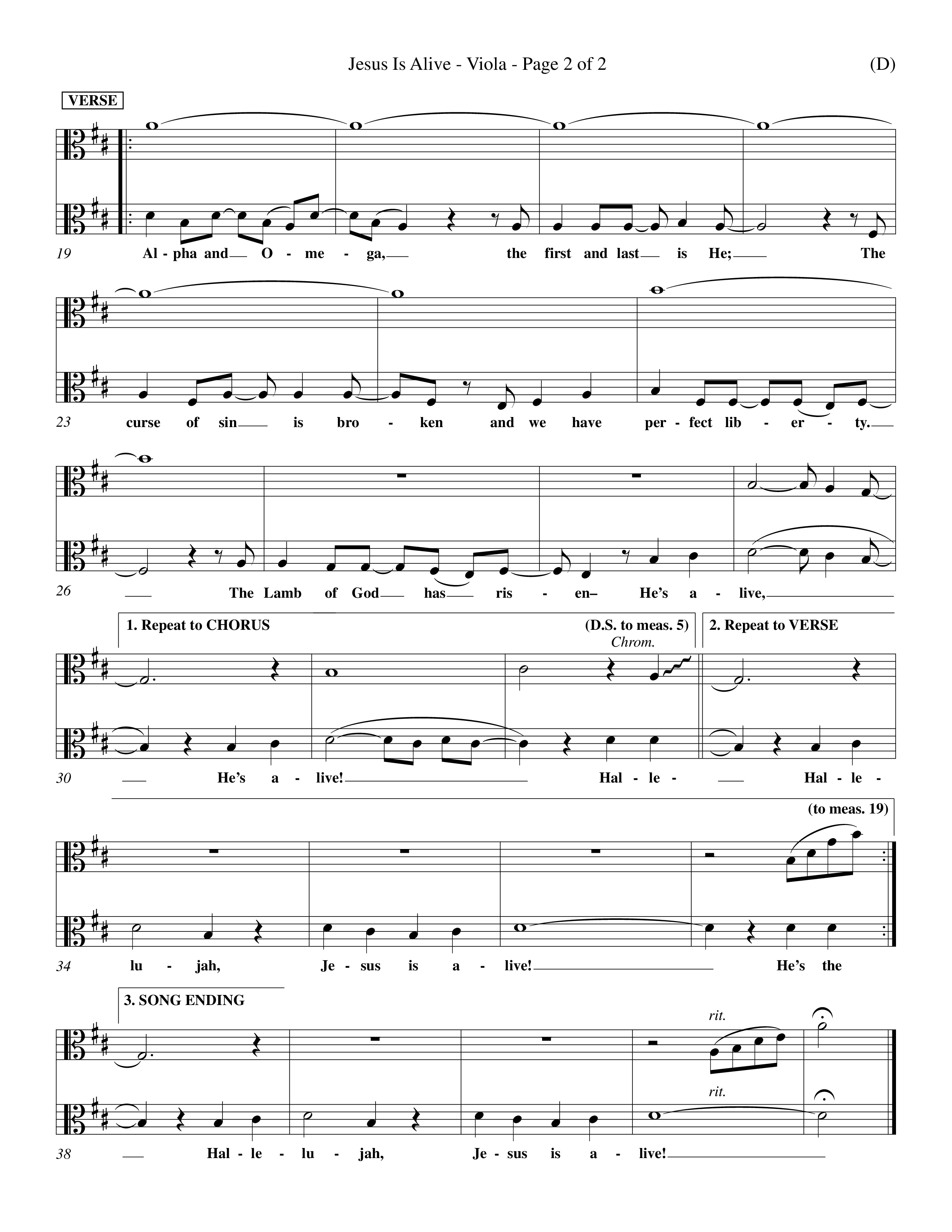 Jesus Is Alive (Choral Anthem SATB) Viola (Word Music Choral / Orch. Dave Williamson)