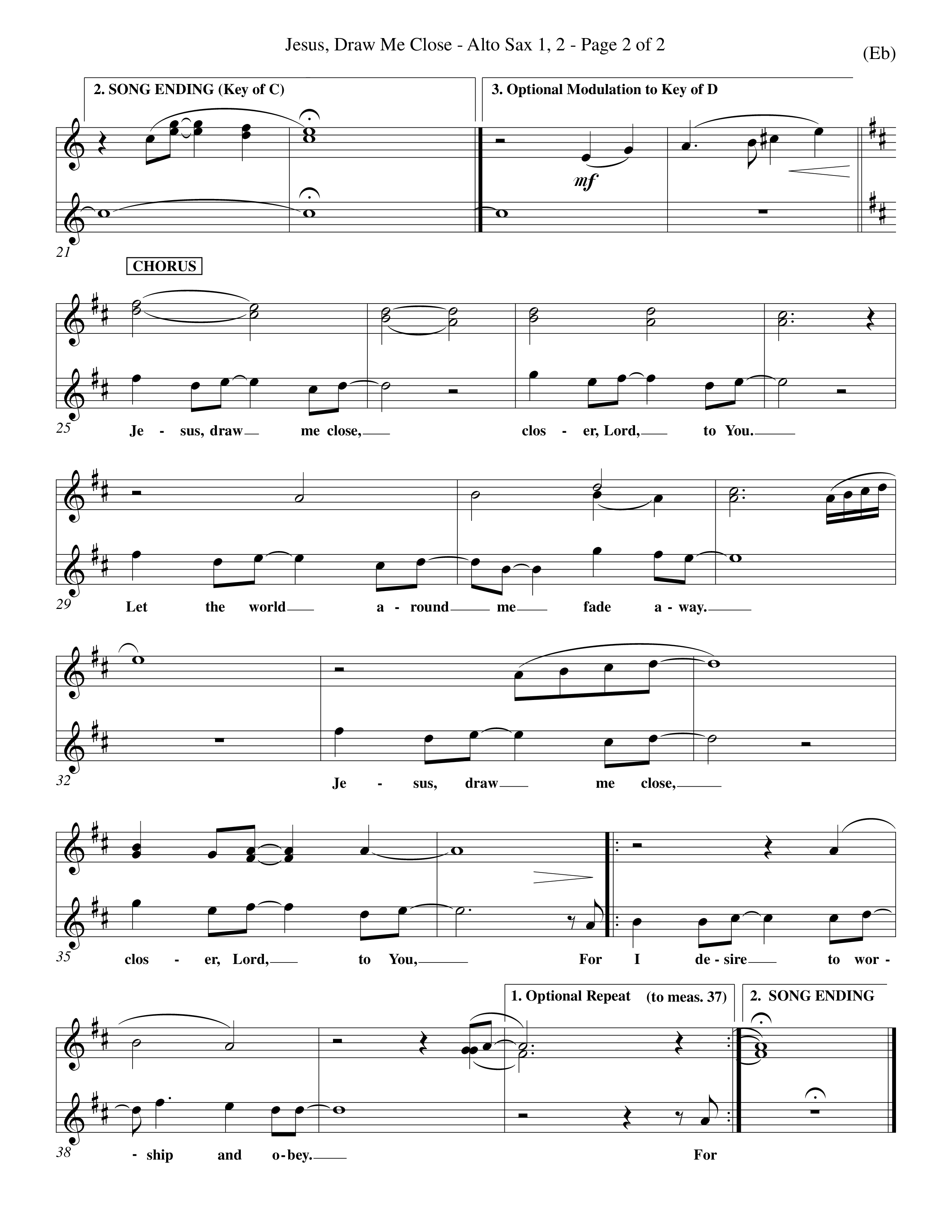 Jesus Draw Me Close (Choral Anthem SATB) Alto Sax 1/2 (Word Music Choral / Orch. David Winkler)