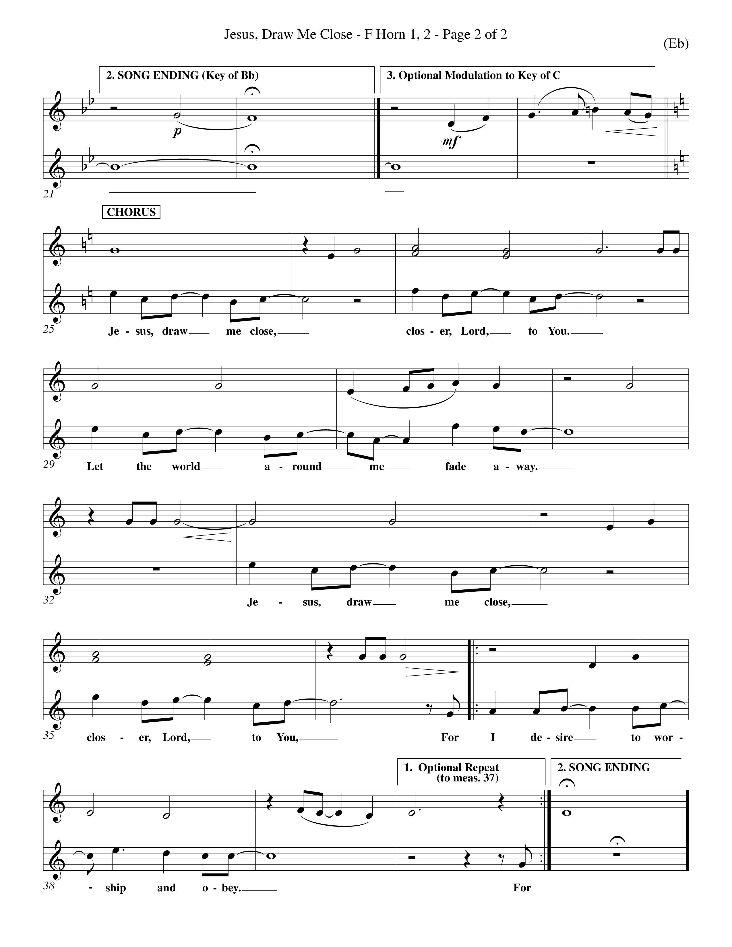 Jesus Draw Me Close (Choral Anthem SATB) French Horn (Word Music Choral / Orch. David Winkler)