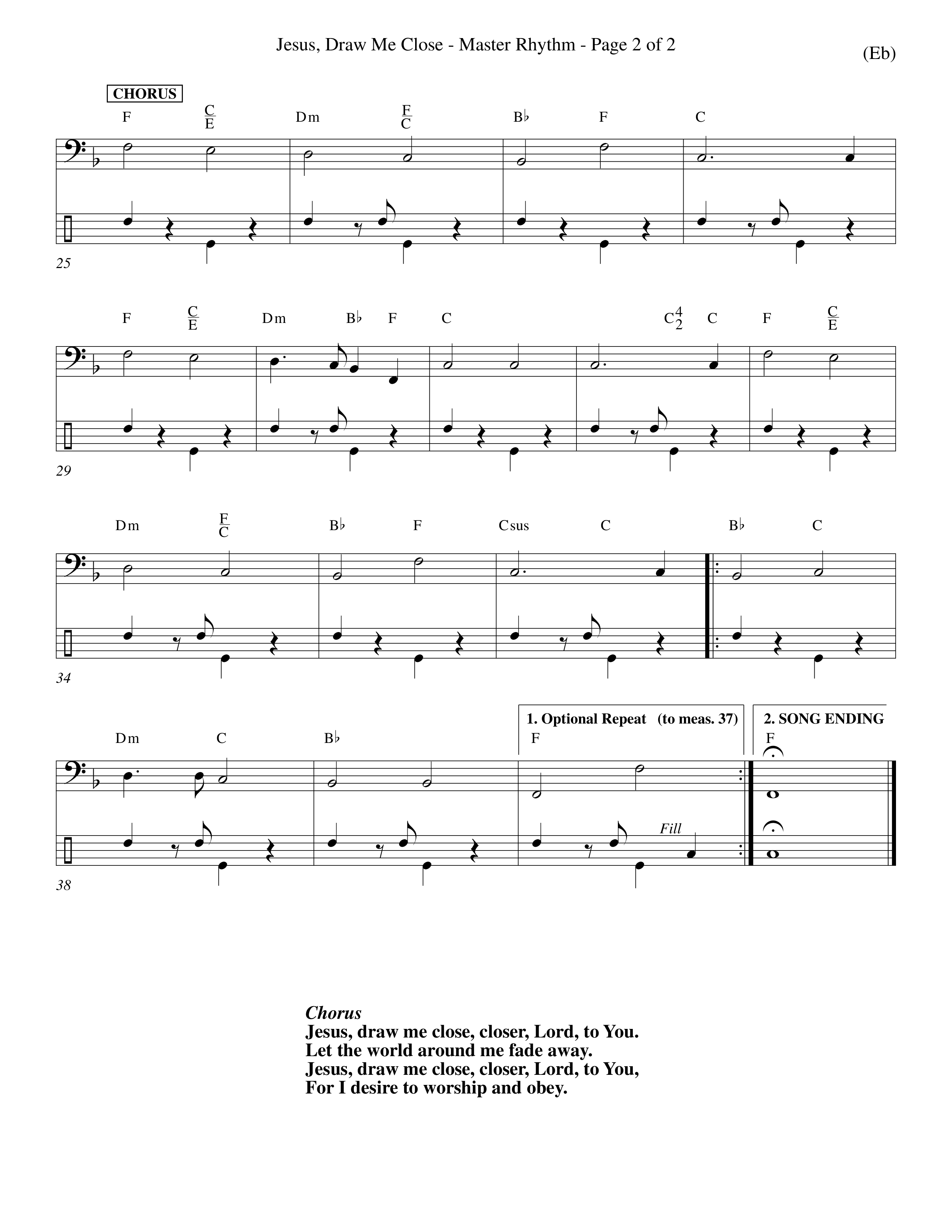Jesus Draw Me Close (Choral Anthem SATB) Rhythm Chart (Word Music Choral / Orch. David Winkler)