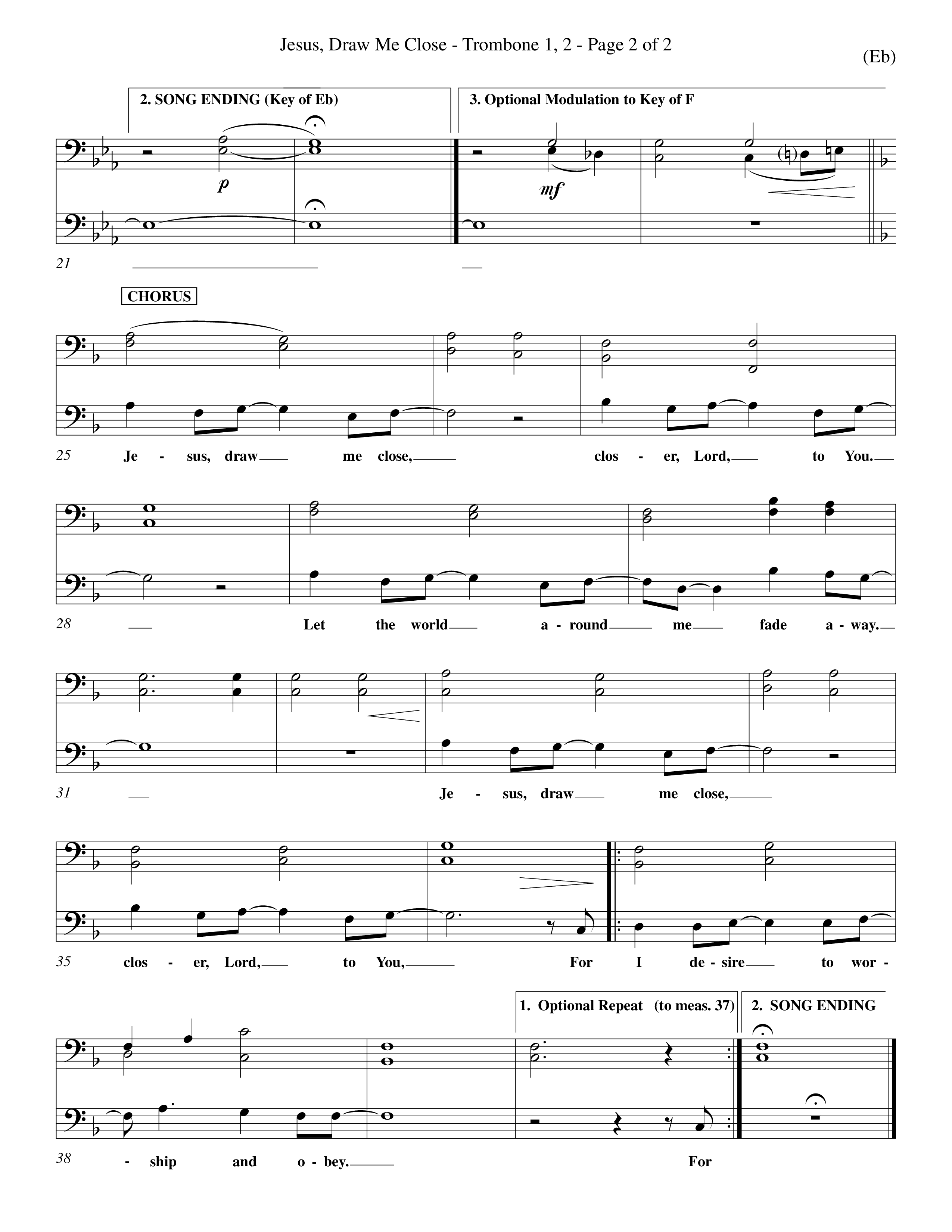 Jesus Draw Me Close (Choral Anthem SATB) Trombone 1/2 (Word Music Choral / Orch. David Winkler)