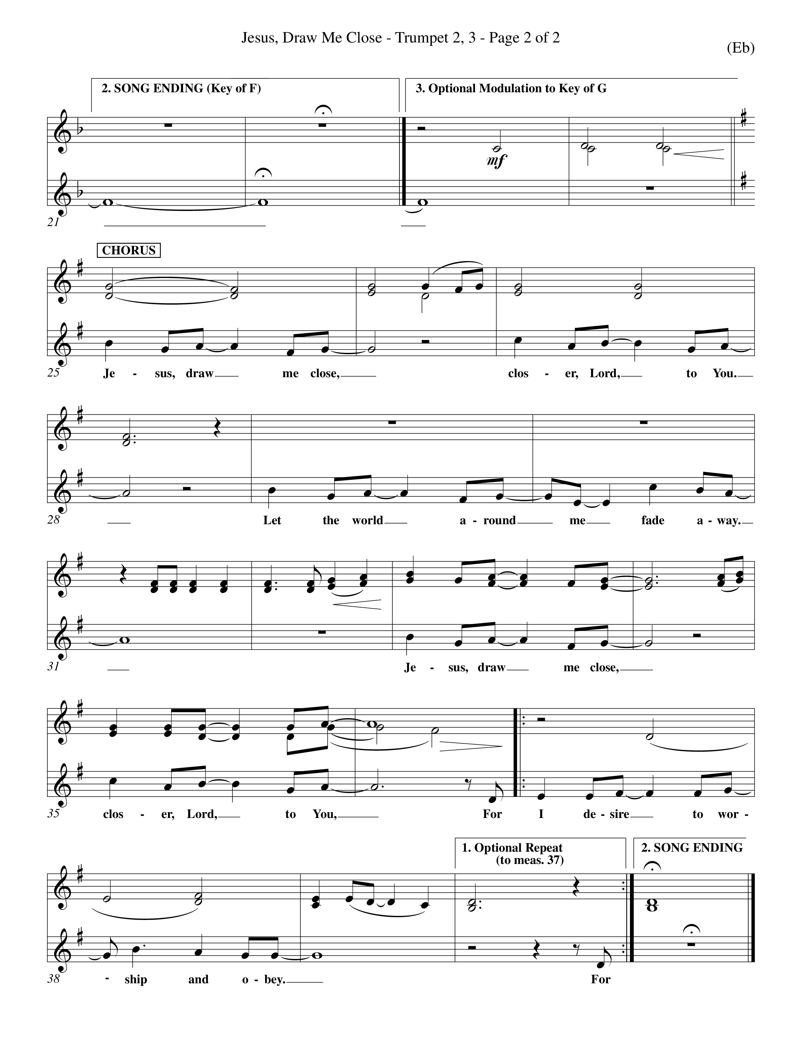 Jesus Draw Me Close (Choral Anthem SATB) Trumpet 2/3 (Word Music Choral / Orch. David Winkler)