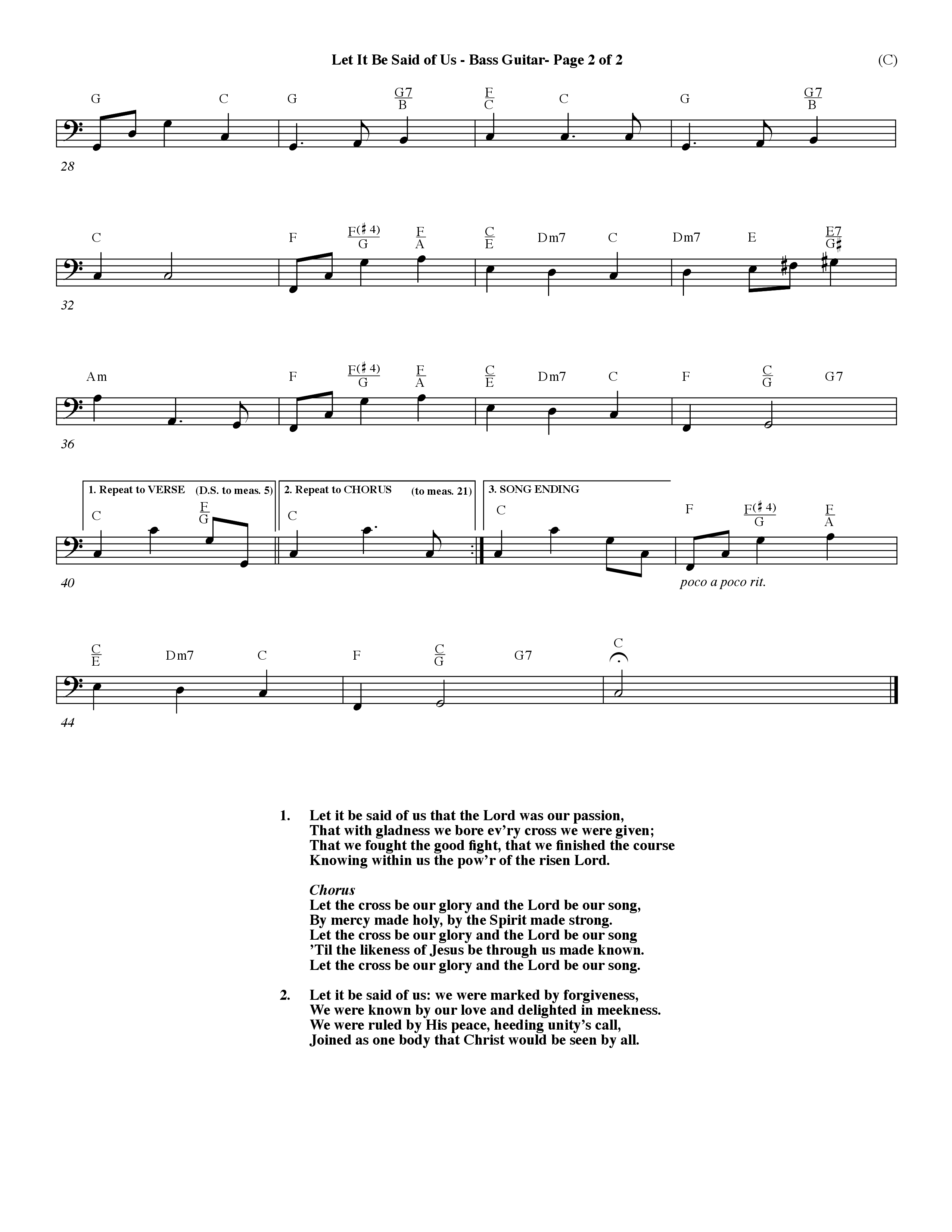 Let It Be Said Of Us (Choral Anthem SATB) Bass Guitar (Word Music Choral / Orch. Larry Mayfield)