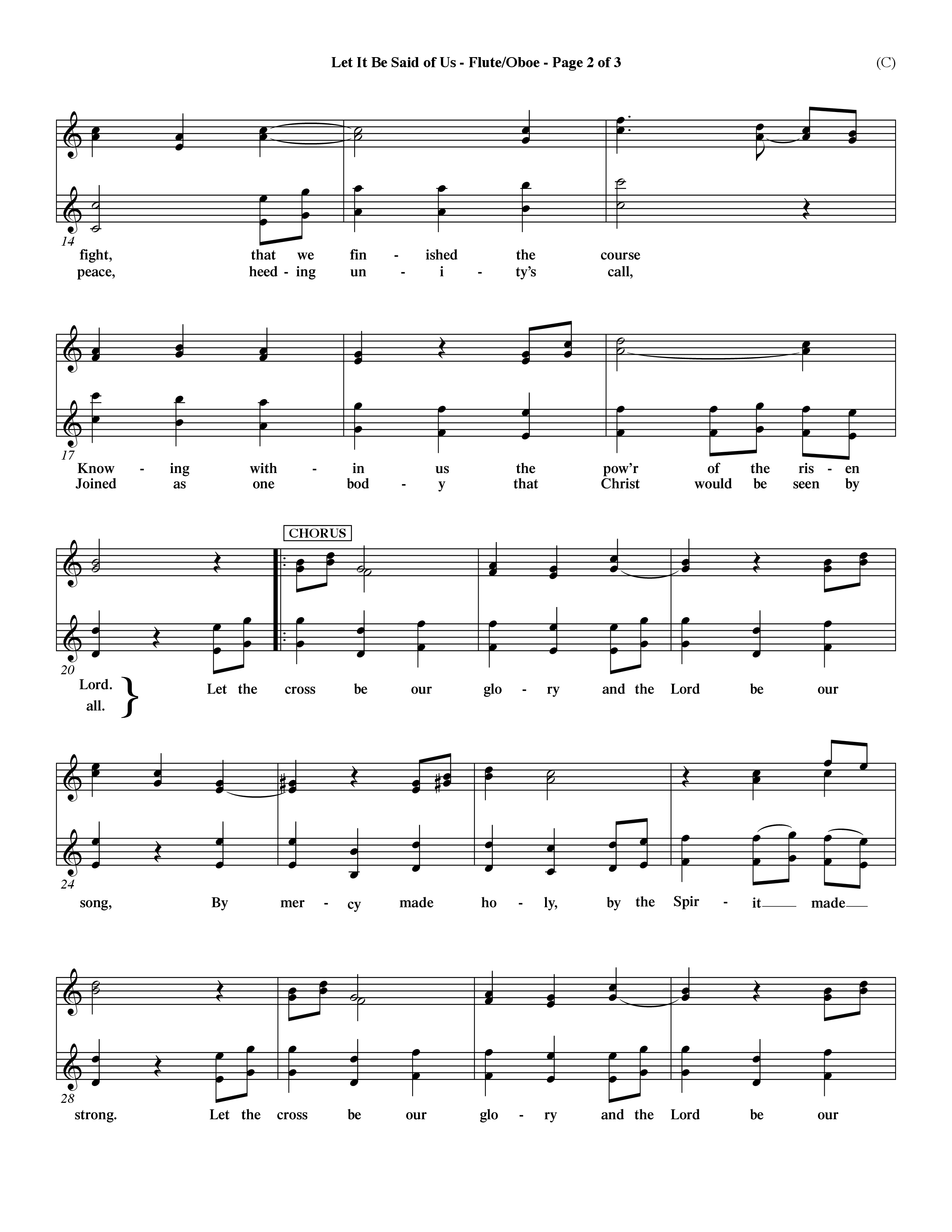 Let It Be Said Of Us (Choral Anthem SATB) Flute/Oboe (Word Music Choral / Orch. Larry Mayfield)