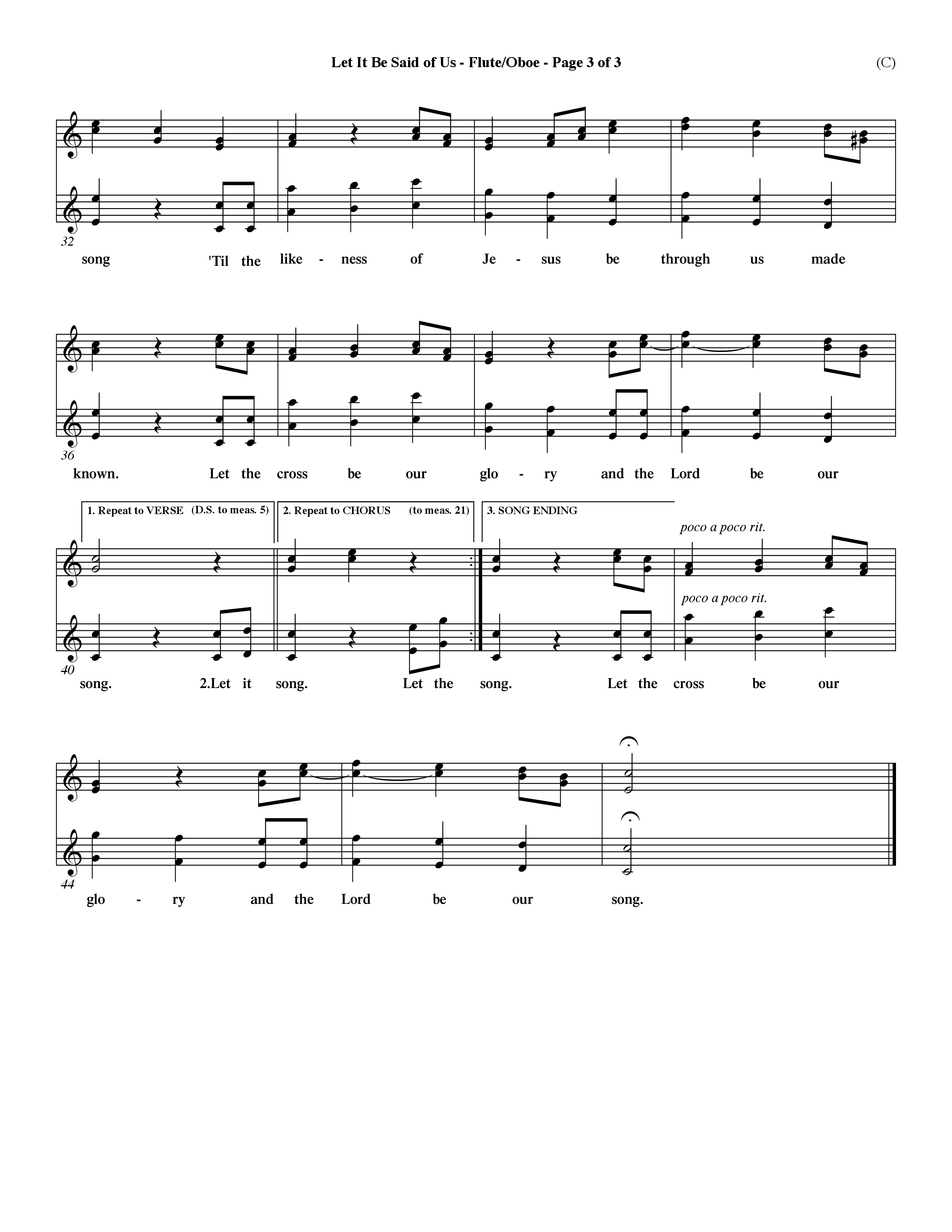 Let It Be Said Of Us (Choral Anthem SATB) Flute/Oboe (Word Music Choral / Orch. Larry Mayfield)