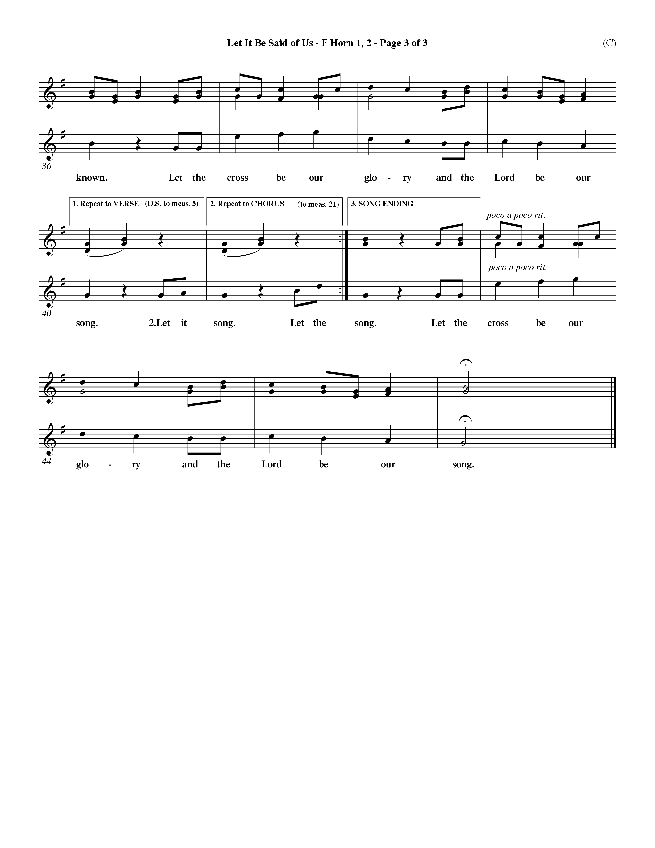 Let It Be Said Of Us (Choral Anthem SATB) French Horn (Word Music Choral / Orch. Larry Mayfield)