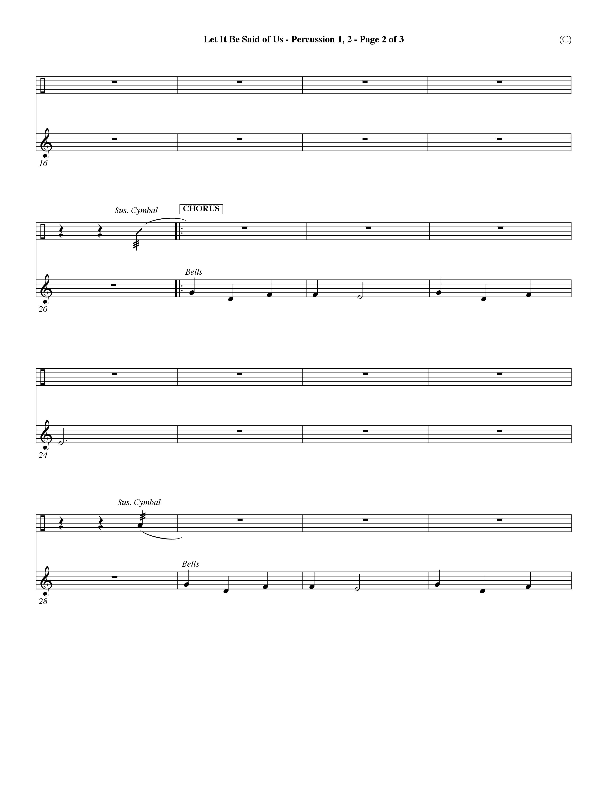 Let It Be Said Of Us (Choral Anthem SATB) Percussion 1/2 (Word Music Choral / Orch. Larry Mayfield)