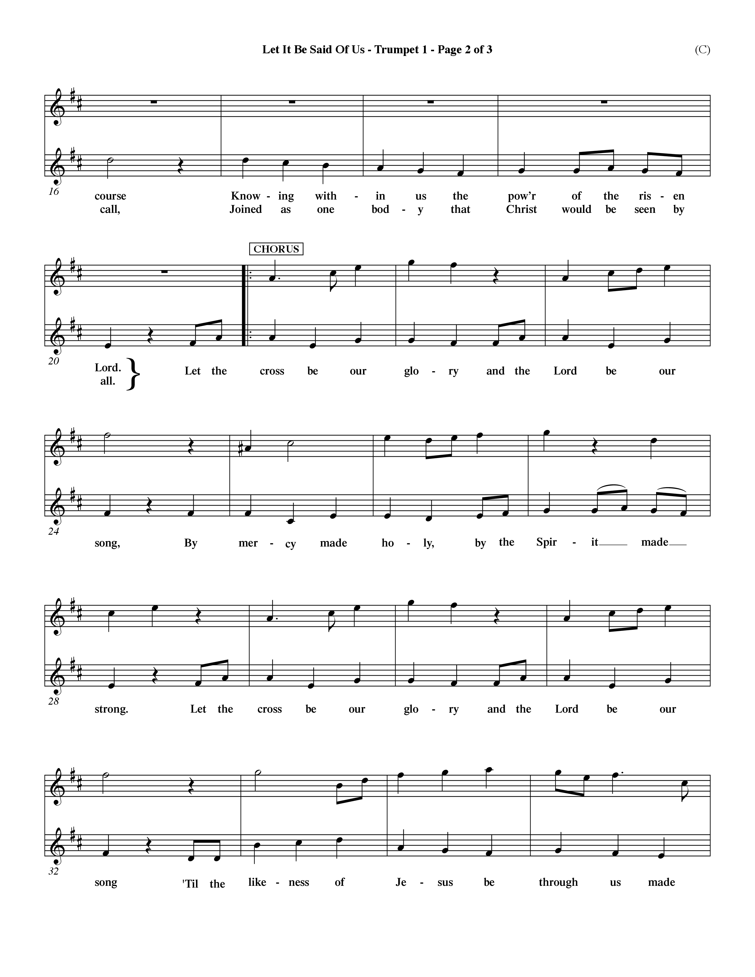 Let It Be Said Of Us (Choral Anthem SATB) Trumpet 1 (Word Music Choral / Orch. Larry Mayfield)