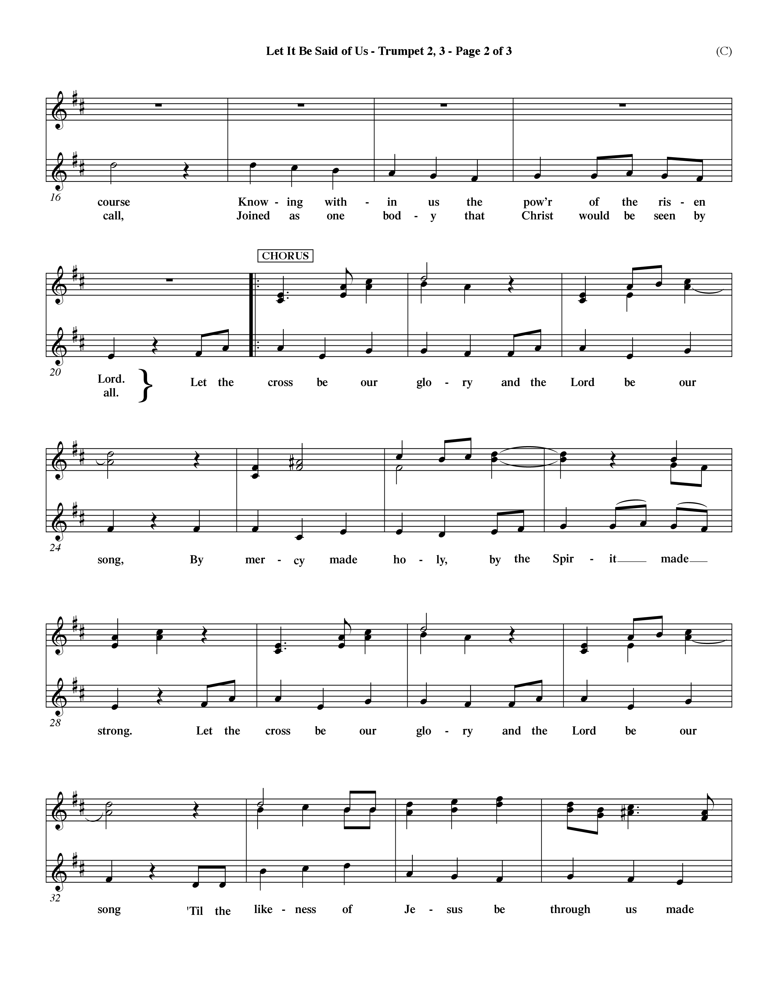 Let It Be Said Of Us (Choral Anthem SATB) Trumpet 2/3 (Word Music Choral / Orch. Larry Mayfield)