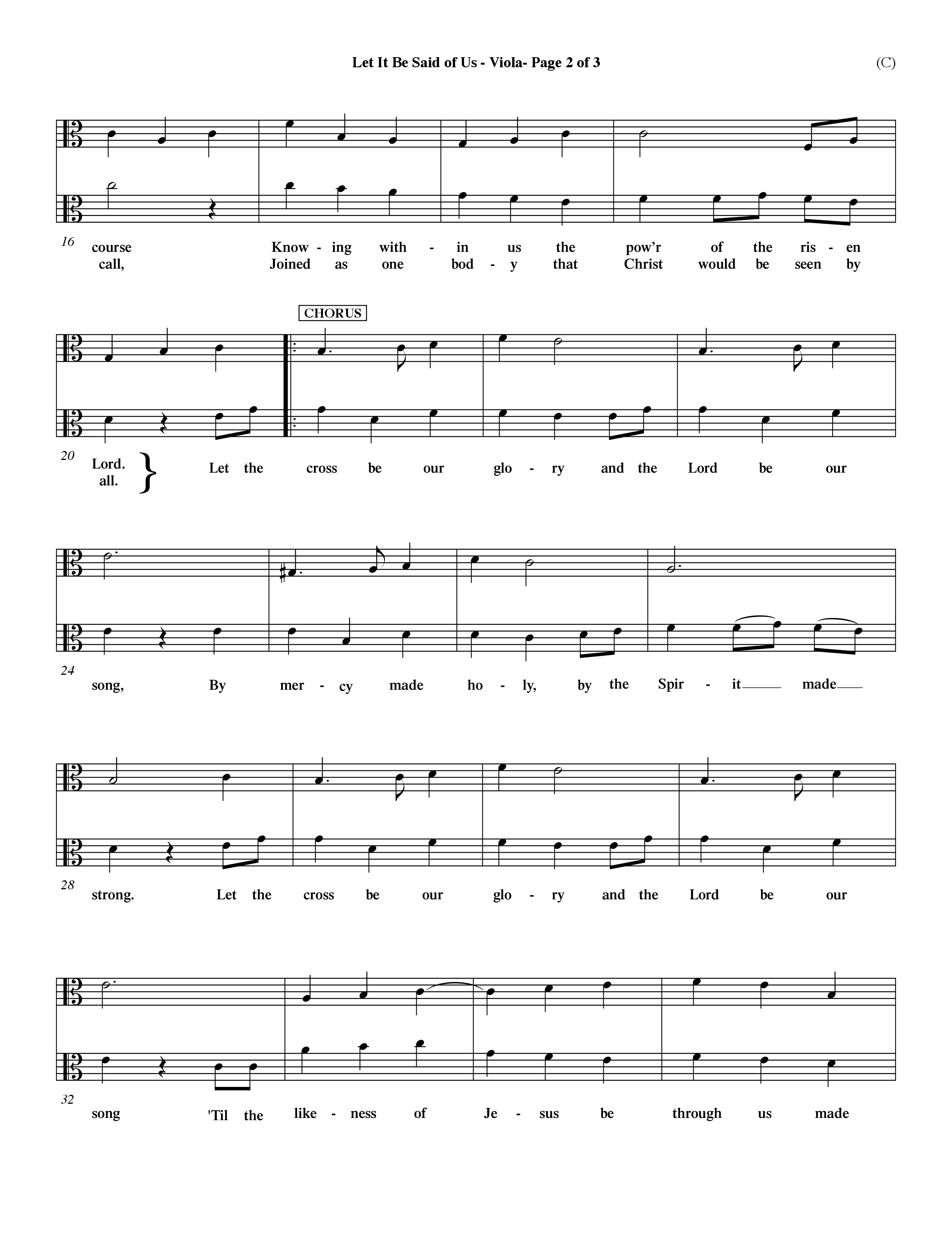 Let It Be Said Of Us (Choral Anthem SATB) Viola (Word Music Choral / Orch. Larry Mayfield)