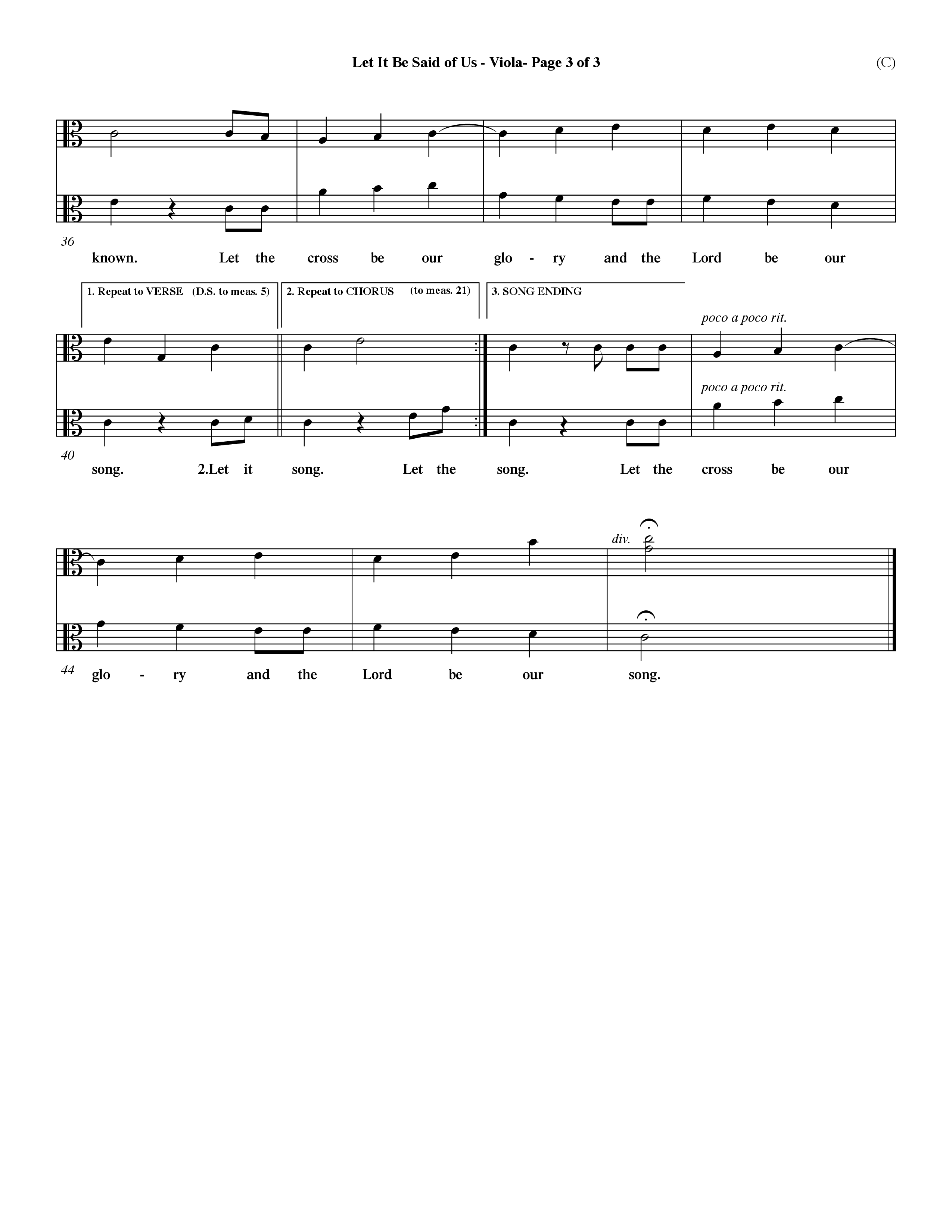 Let It Be Said Of Us (Choral Anthem SATB) Viola (Word Music Choral / Orch. Larry Mayfield)