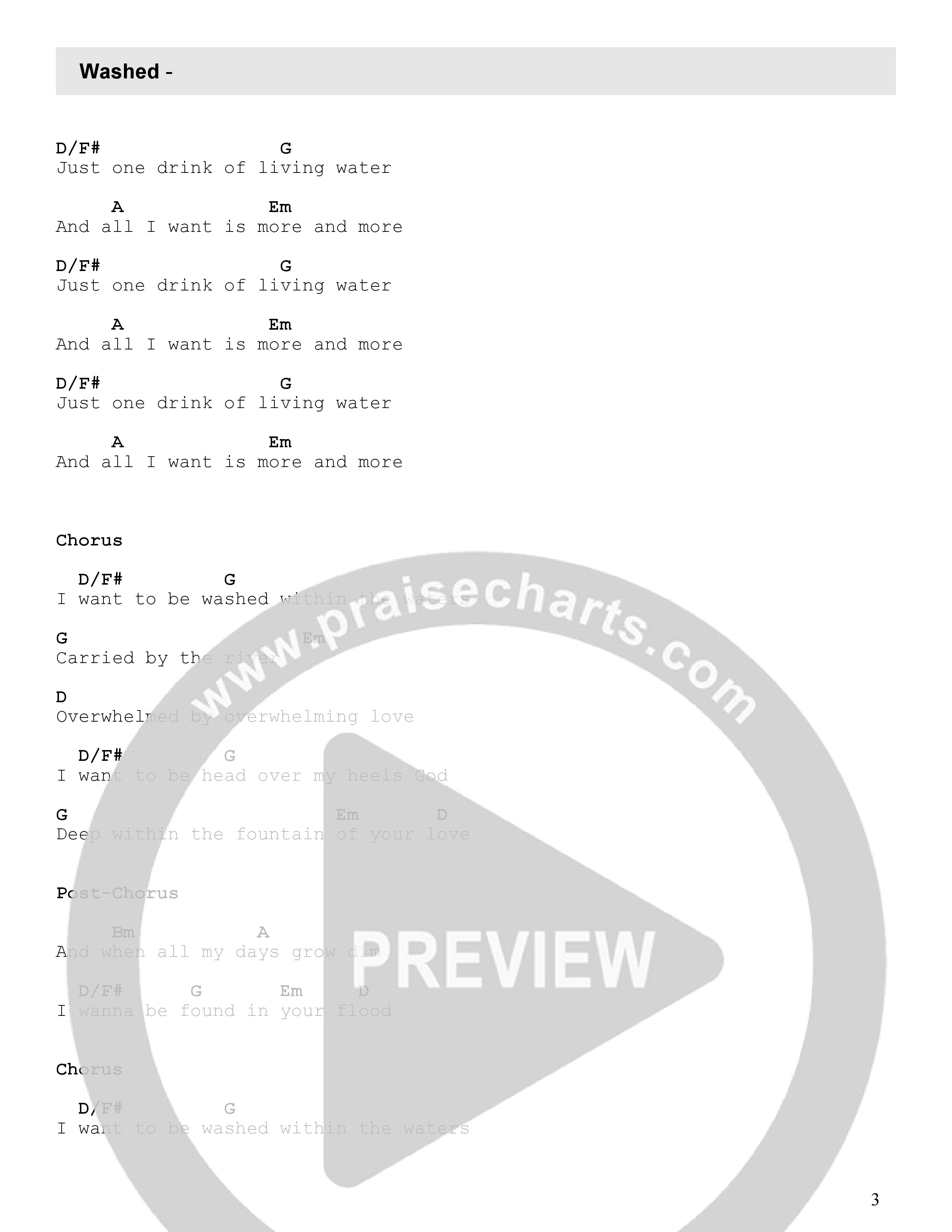 Washed Chord Chart (Newlands Worship / Leeland)