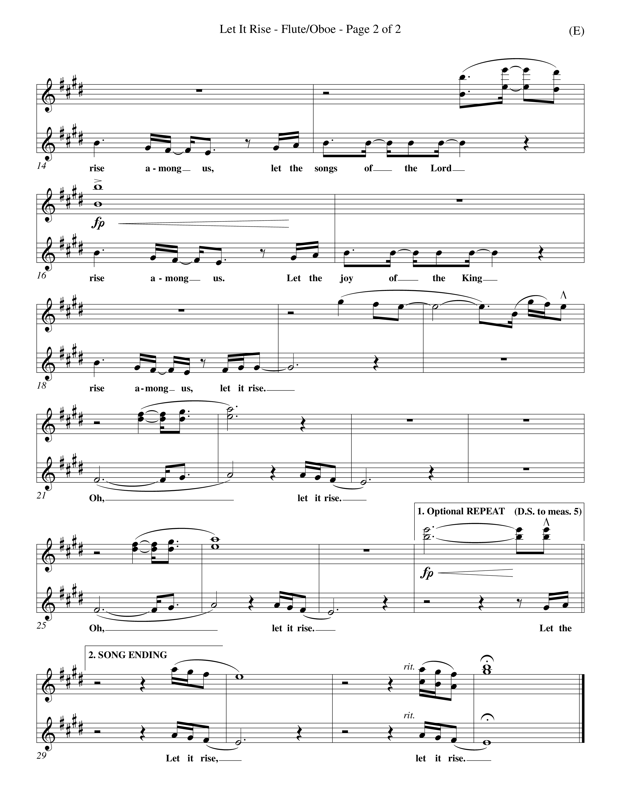 Let It Rise (Choral Anthem SATB) Flute/Oboe (Word Music Choral / Orch. Richard Kingsmore)