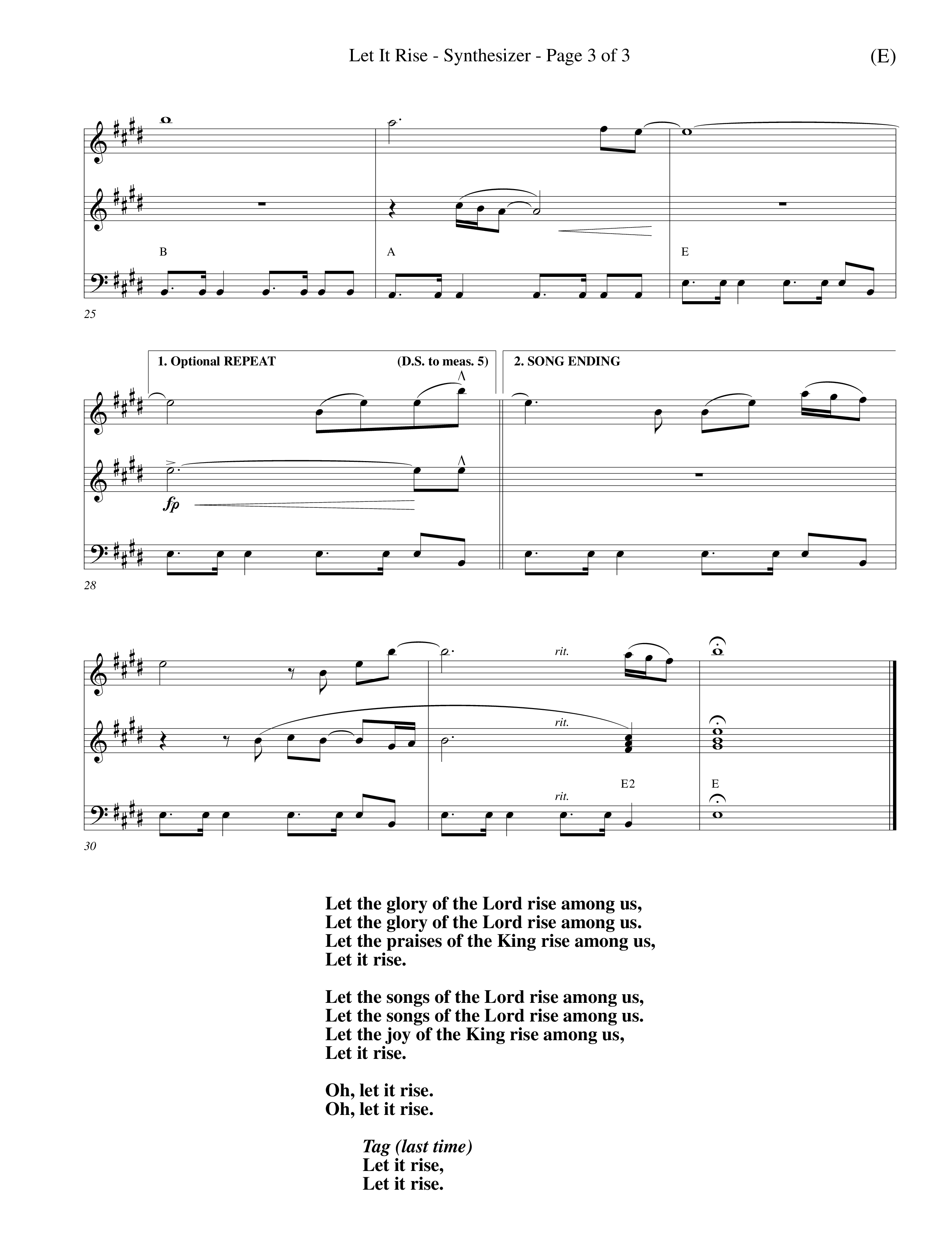 Let It Rise (Choral Anthem SATB) Synth (Word Music Choral / Orch. Richard Kingsmore)