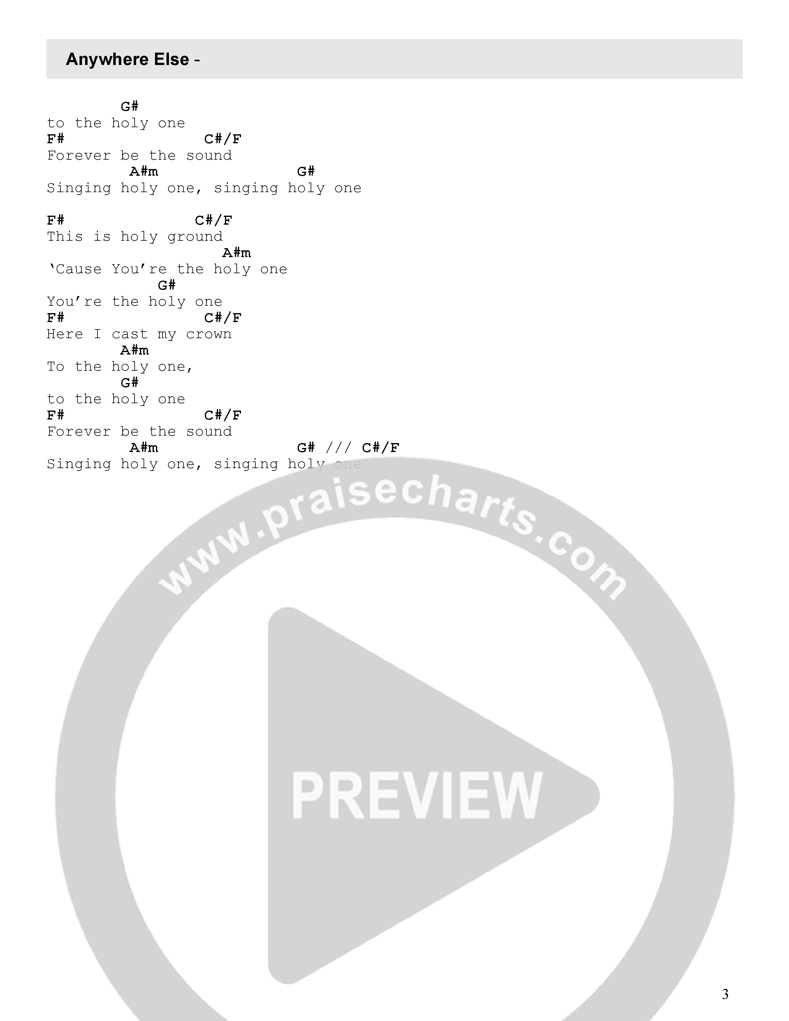 Anywhere Else Chord Chart (Bridge Worship / Gracie Jacob)