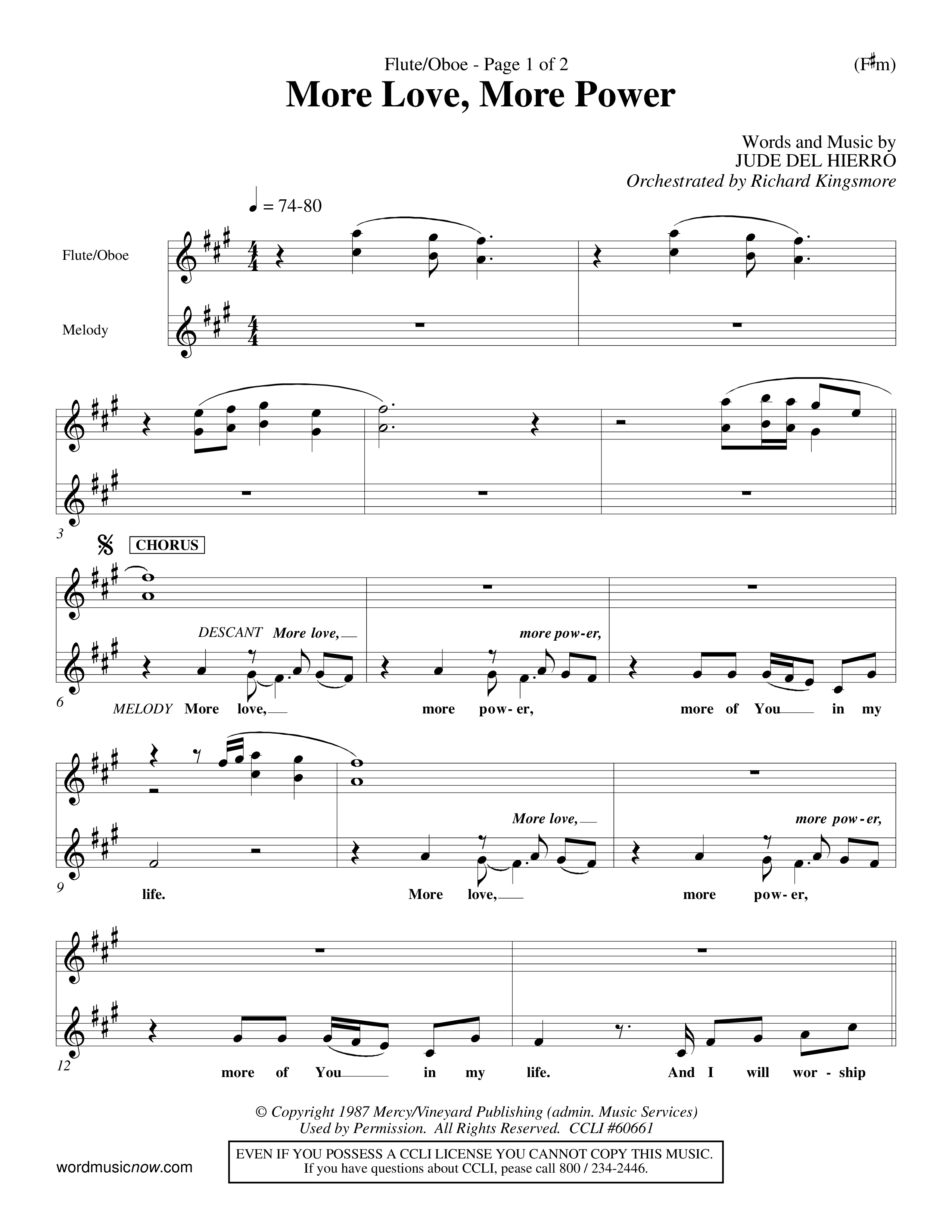 More Love More Power (Choral Anthem SATB) Flute/Oboe (Word Music Choral / Orch. Richard Kingsmore)