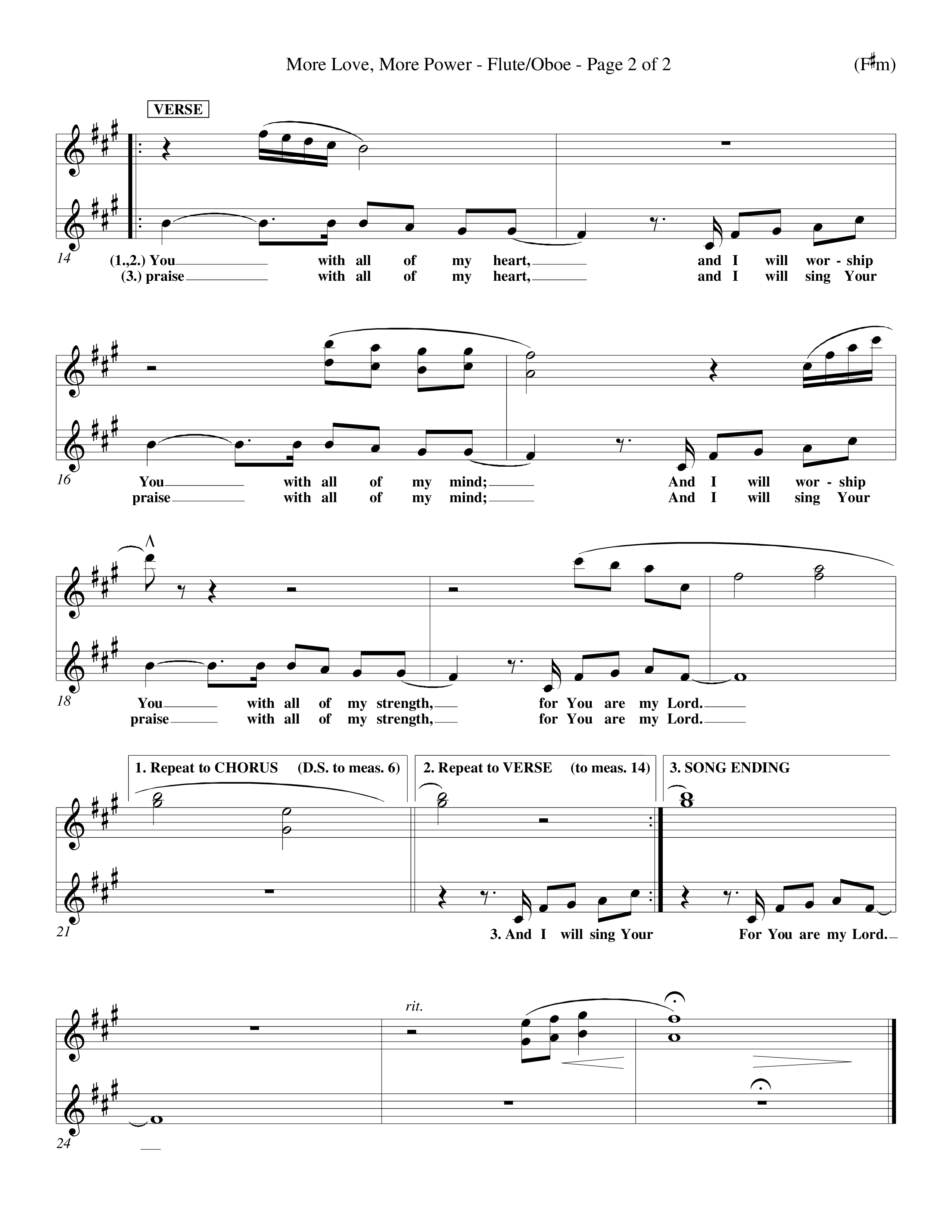 More Love More Power (Choral Anthem SATB) Flute/Oboe (Word Music Choral / Orch. Richard Kingsmore)