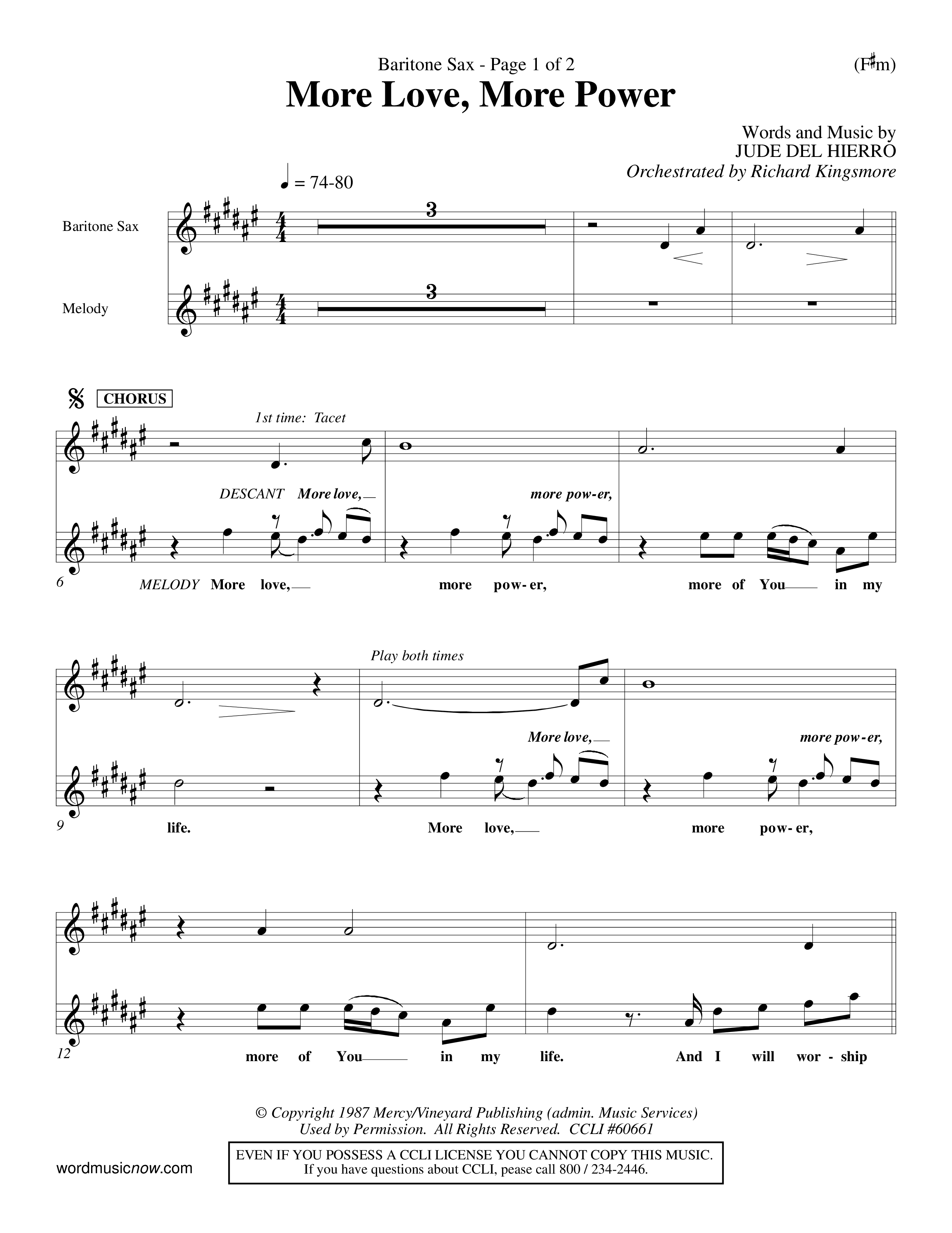More Love More Power (Choral Anthem SATB) Saxophone (Word Music Choral / Orch. Richard Kingsmore)
