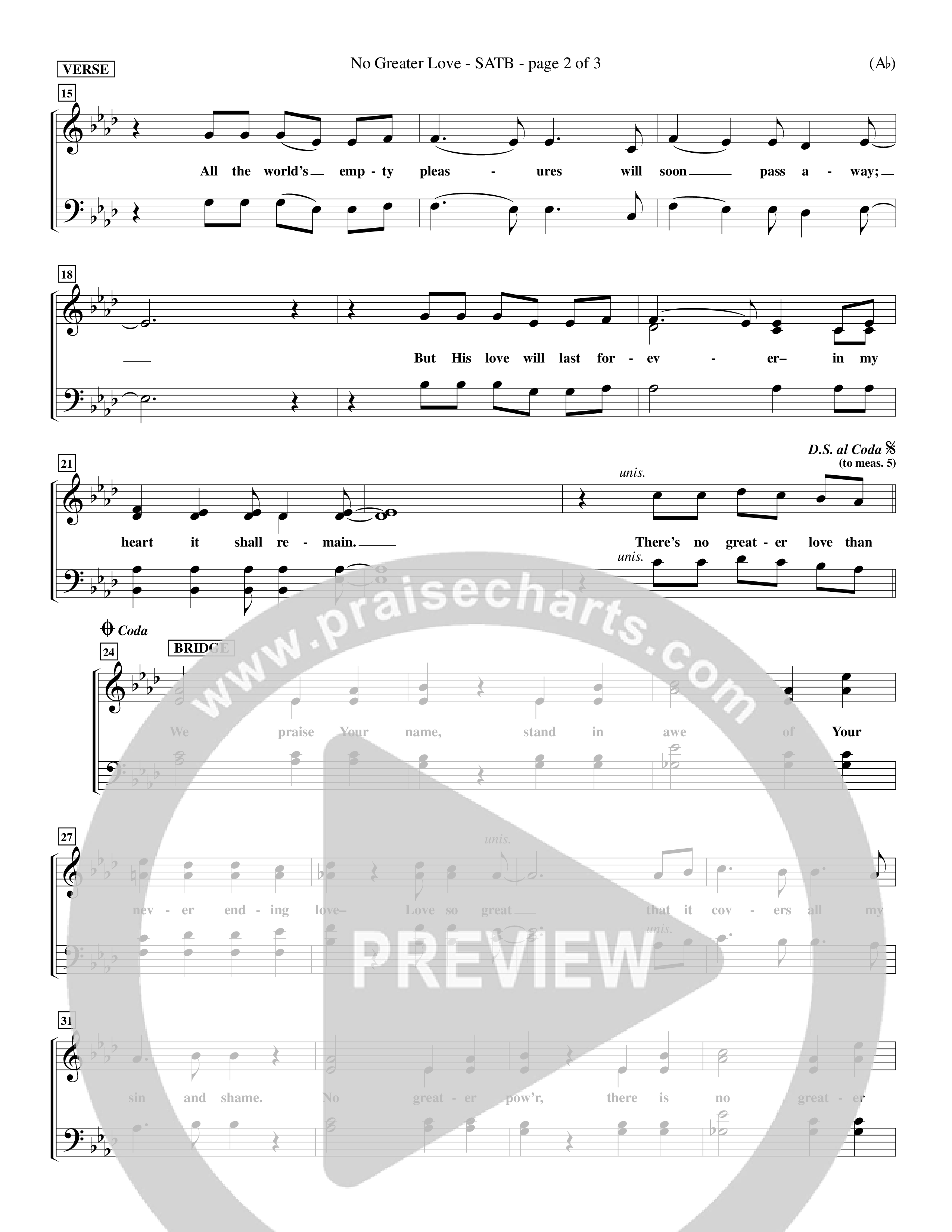 No Greater Love (Choral Anthem SATB) Choir Sheet (SATB) (Word Music Choral / Orch. Richard Kingsmore)