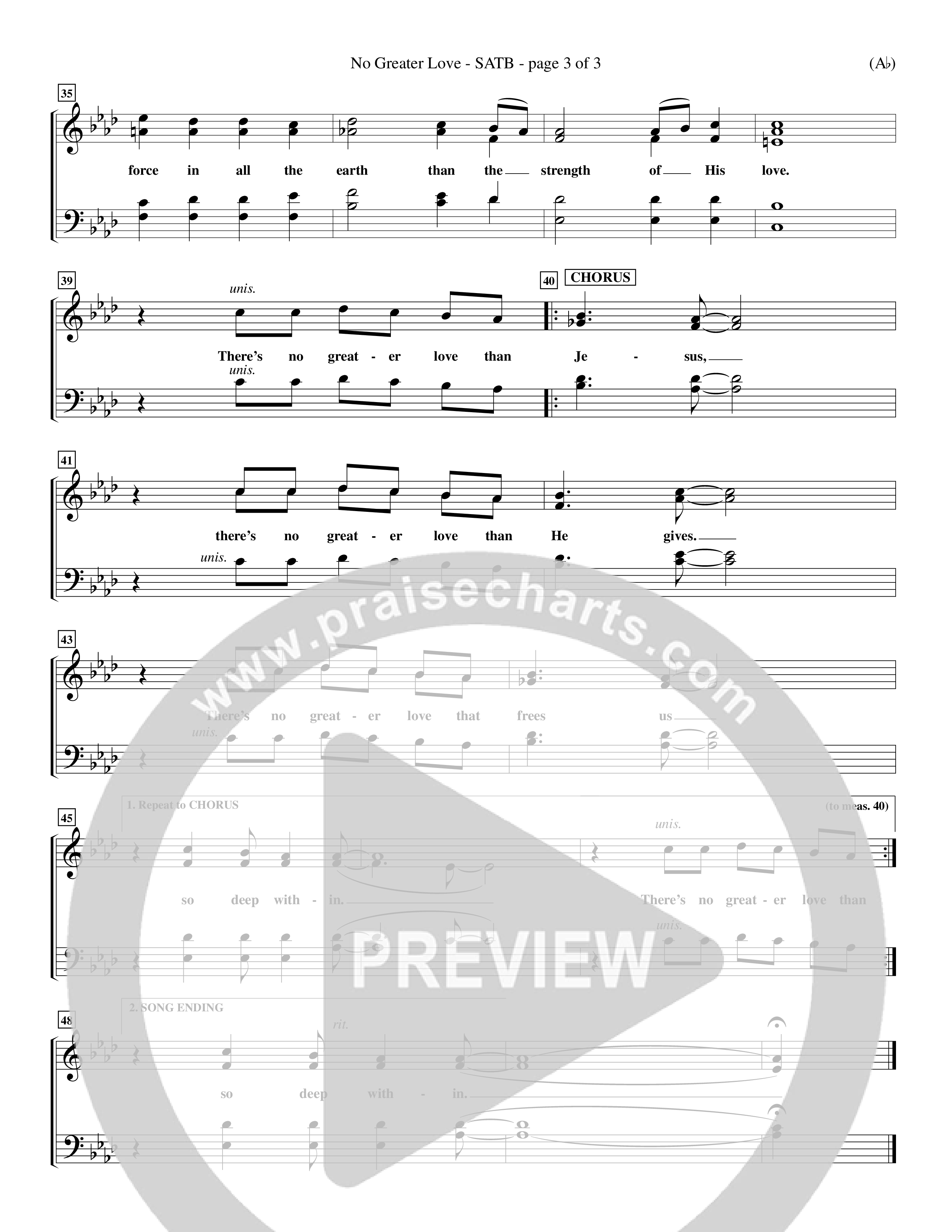 No Greater Love (Choral Anthem SATB) Choir Sheet (SATB) (Word Music Choral / Orch. Richard Kingsmore)