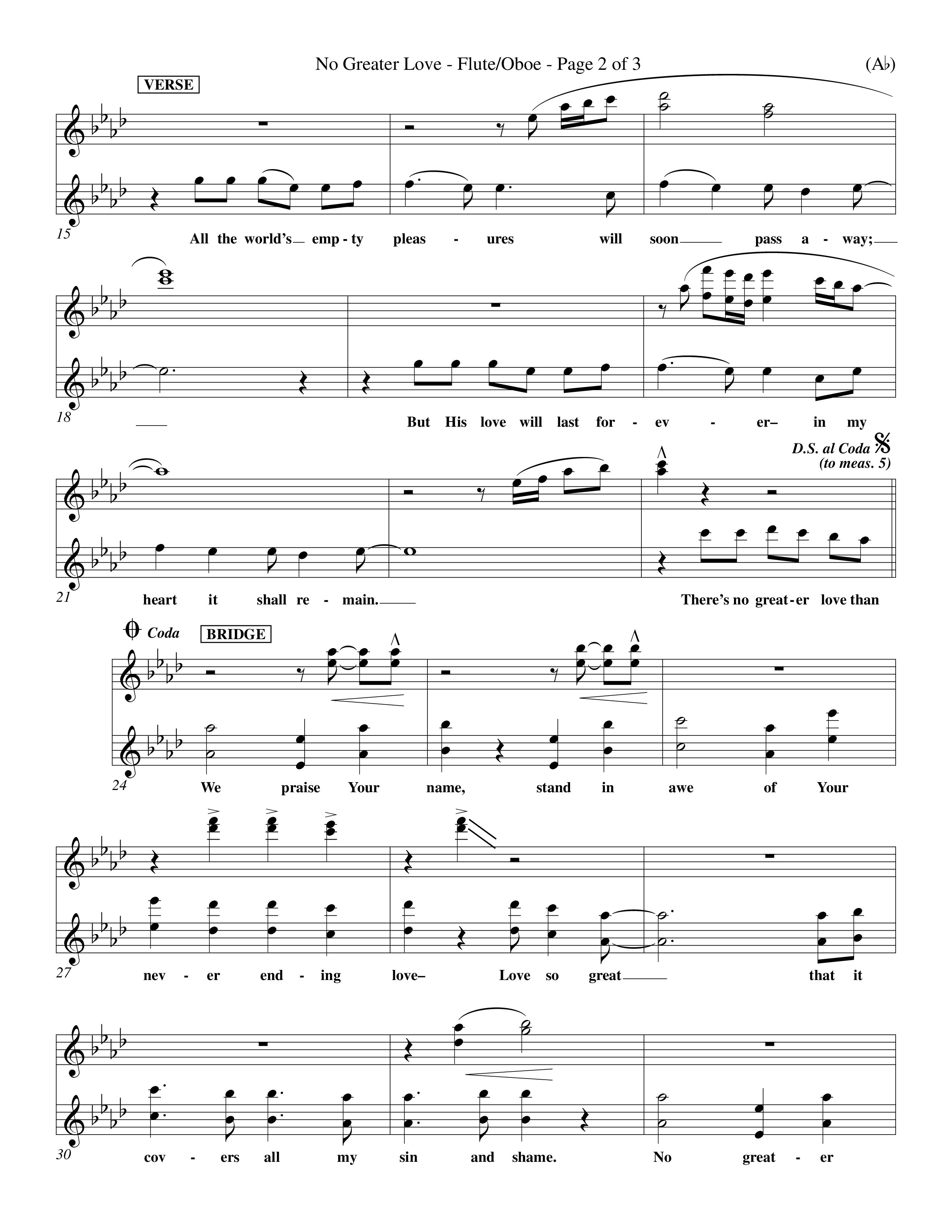 No Greater Love (Choral Anthem SATB) Flute/Oboe (Word Music Choral / Orch. Richard Kingsmore)