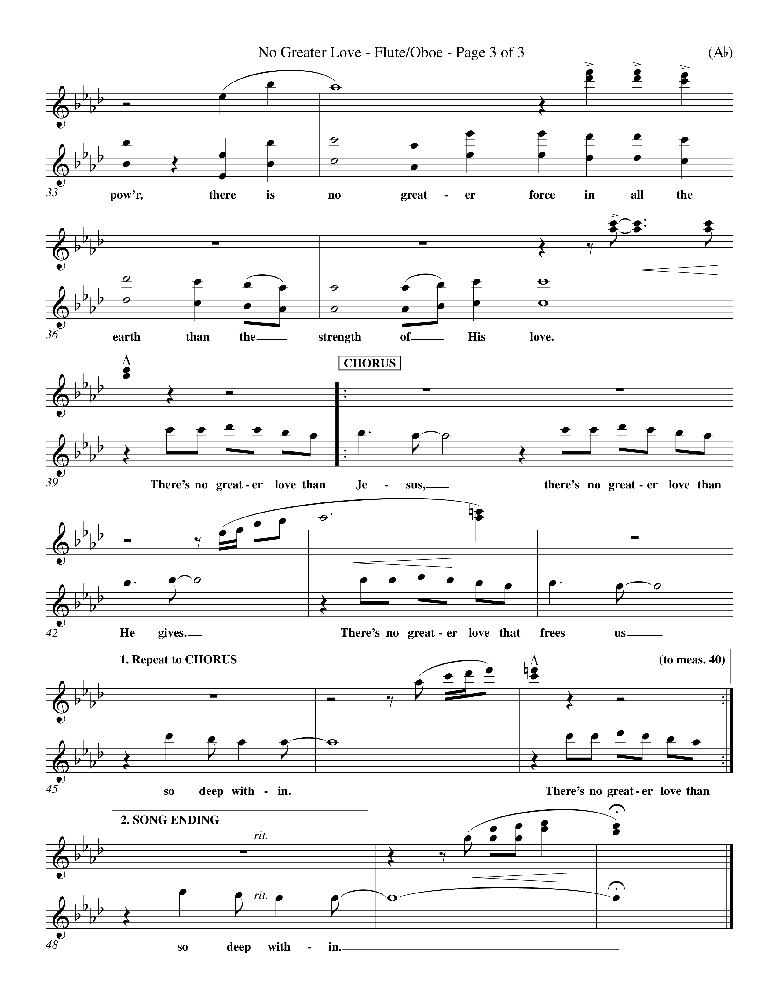 No Greater Love (Choral Anthem SATB) Flute/Oboe (Word Music Choral / Orch. Richard Kingsmore)