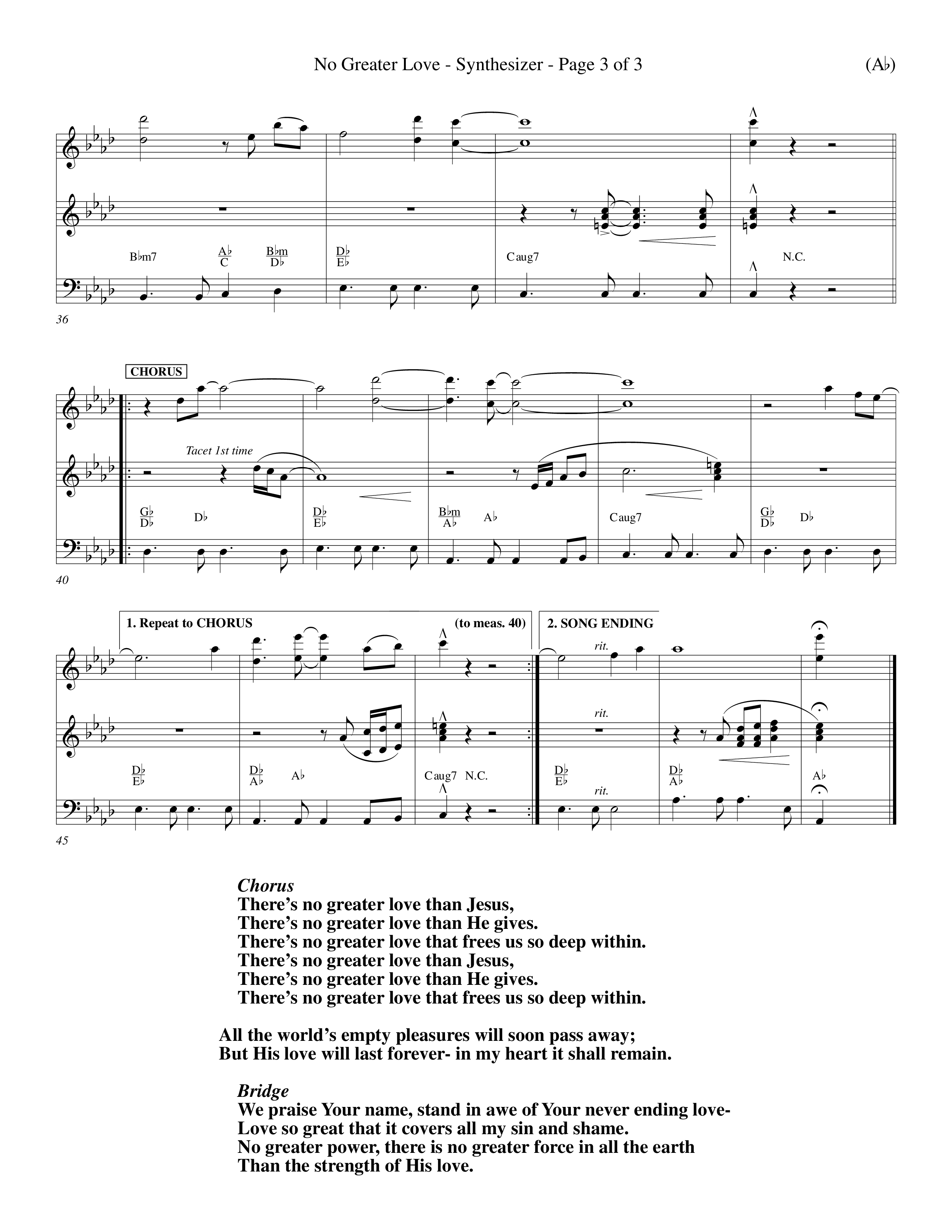No Greater Love (Choral Anthem SATB) Synth (Word Music Choral / Orch. Richard Kingsmore)