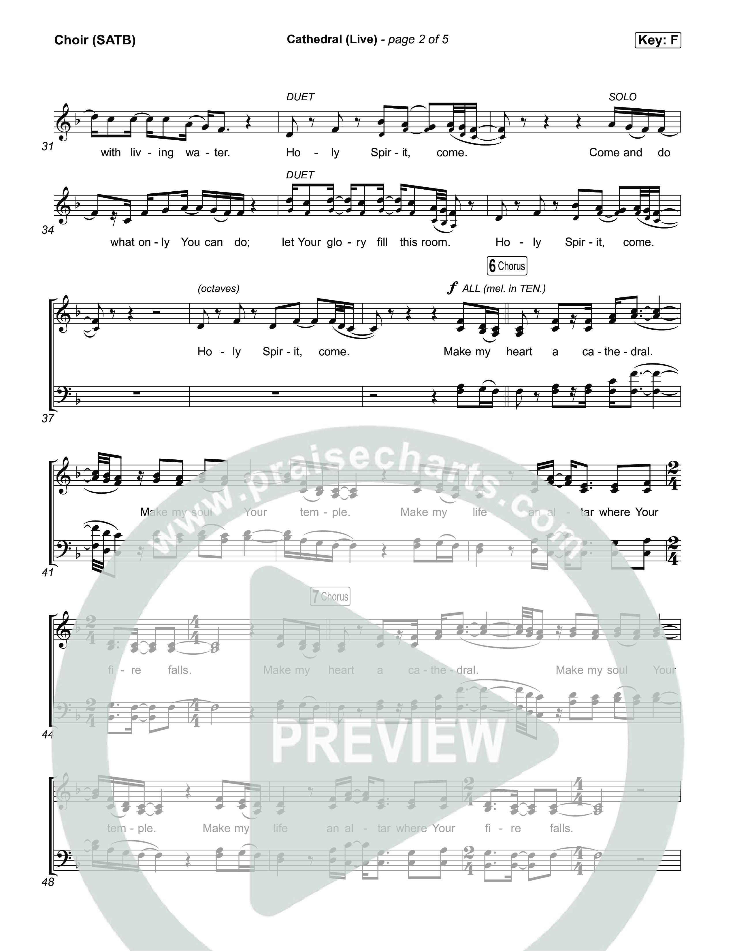 Cathedral (Live) Choir Sheet (SATB) (Cageless Birds / Jonathan David Helser / Melissa Helser)