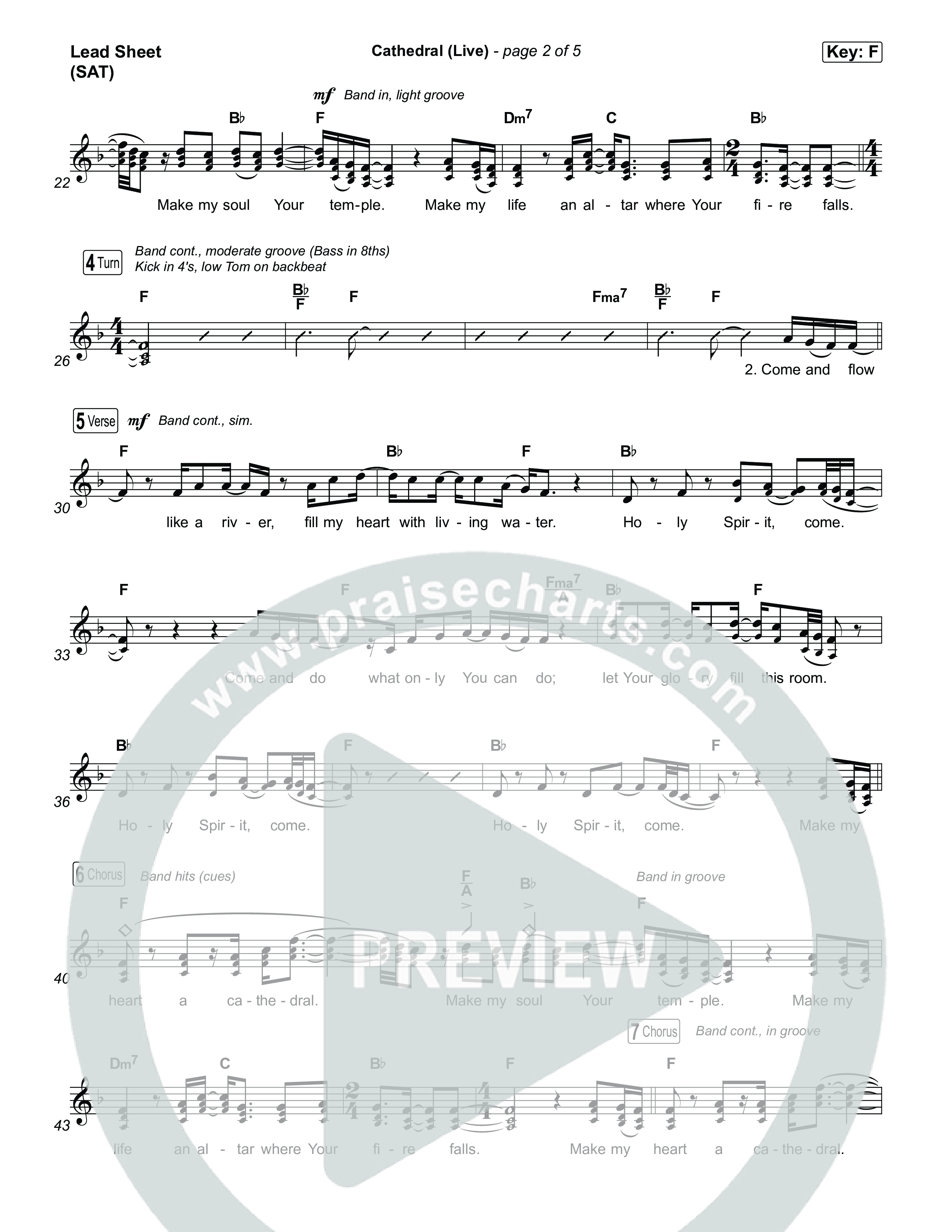 Cathedral (Live) Lead Sheet (SAT) (Cageless Birds / Jonathan David Helser / Melissa Helser)