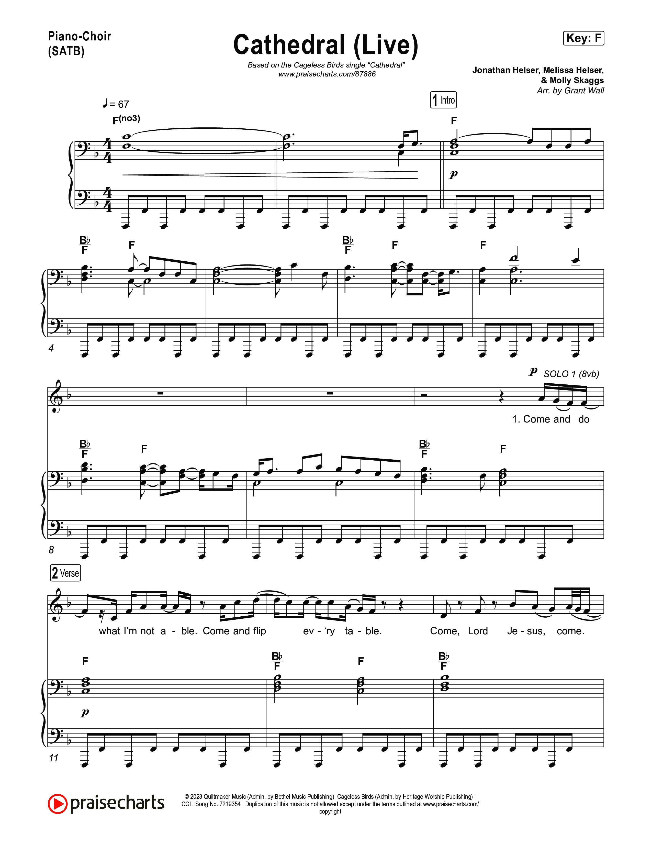 Cathedral (Live) Piano/Vocal Pack (Cageless Birds / Jonathan David Helser / Melissa Helser)