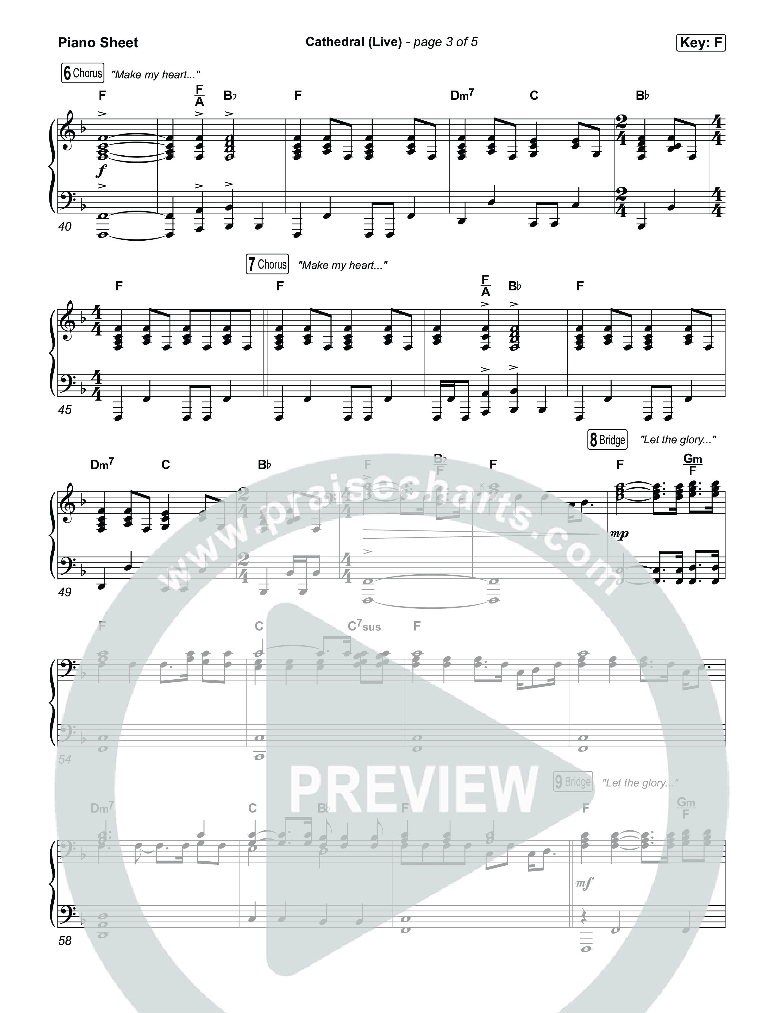 Cathedral (Live) Piano Sheet (Cageless Birds / Jonathan David Helser / Melissa Helser)