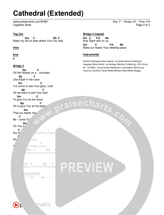 Cathedral (Extended) Chords & Lyrics (Cageless Birds / Jonathan David Helser / Melissa Helser)