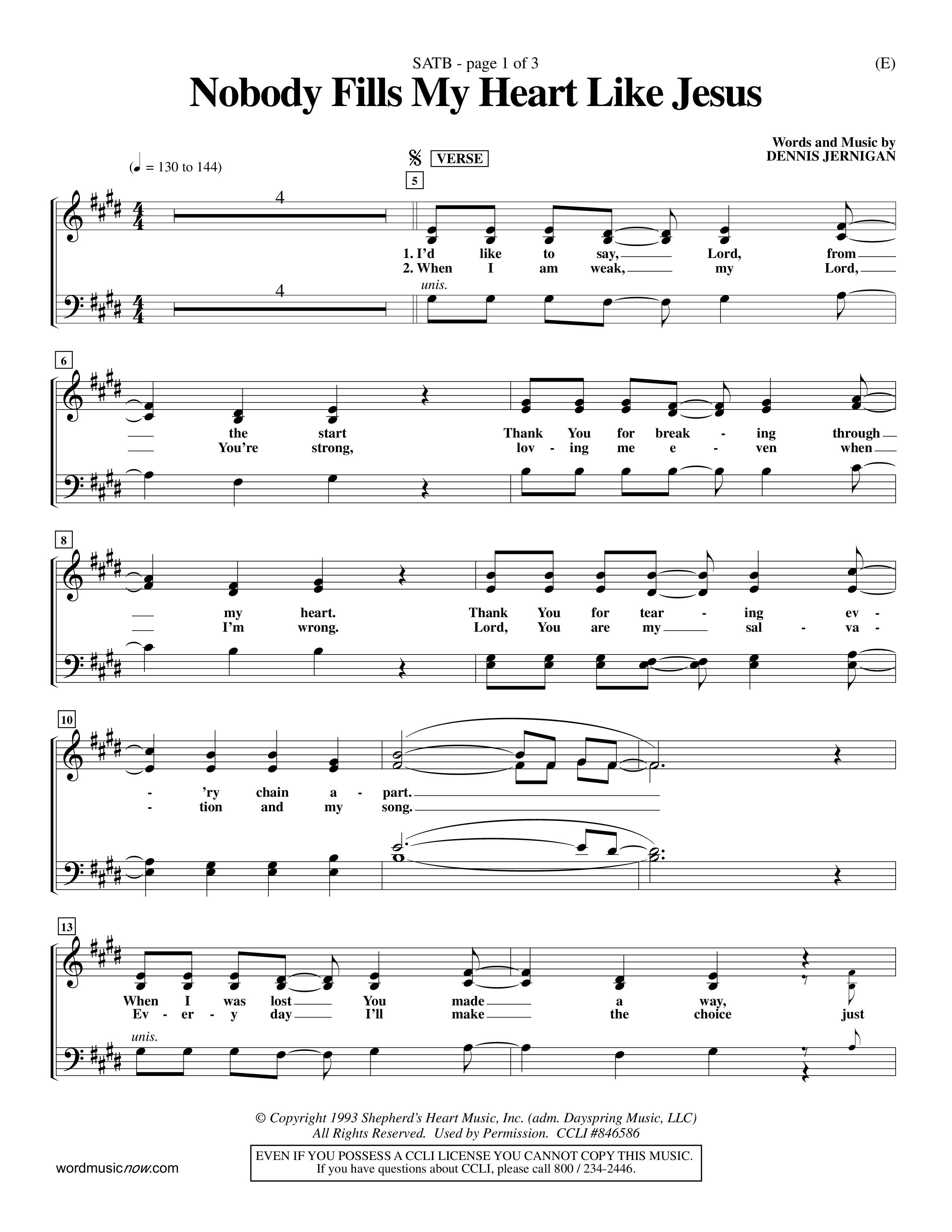 Nobody Fills My Heart Like Jesus (Choral Anthem SATB) Choir Sheet (SATB) (Word Music Choral / Orch. Billy Payne)