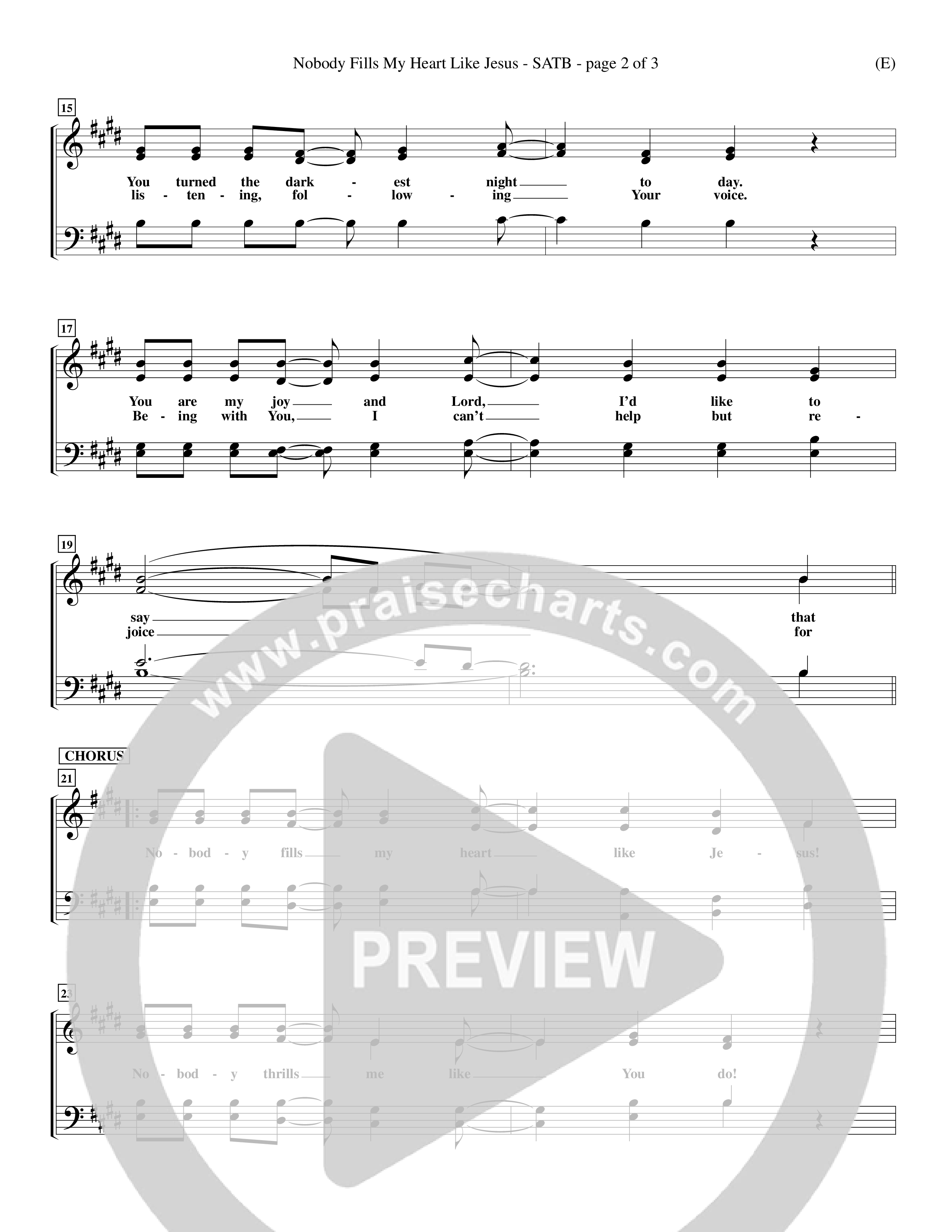 Nobody Fills My Heart Like Jesus (Choral Anthem SATB) Choir Sheet (SATB) (Word Music Choral / Orch. Billy Payne)
