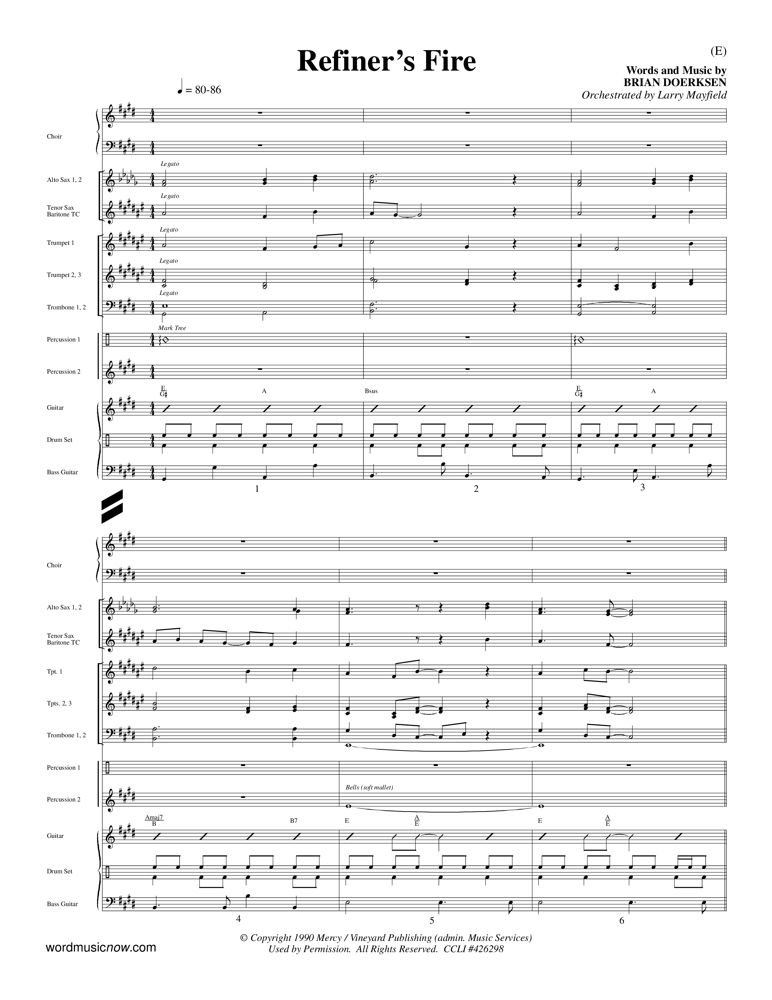 Refiner's Fire (Choral Anthem SATB) PraiseBand (incl. Brass) (Word Music Choral / Orch. Larry Mayfield)
