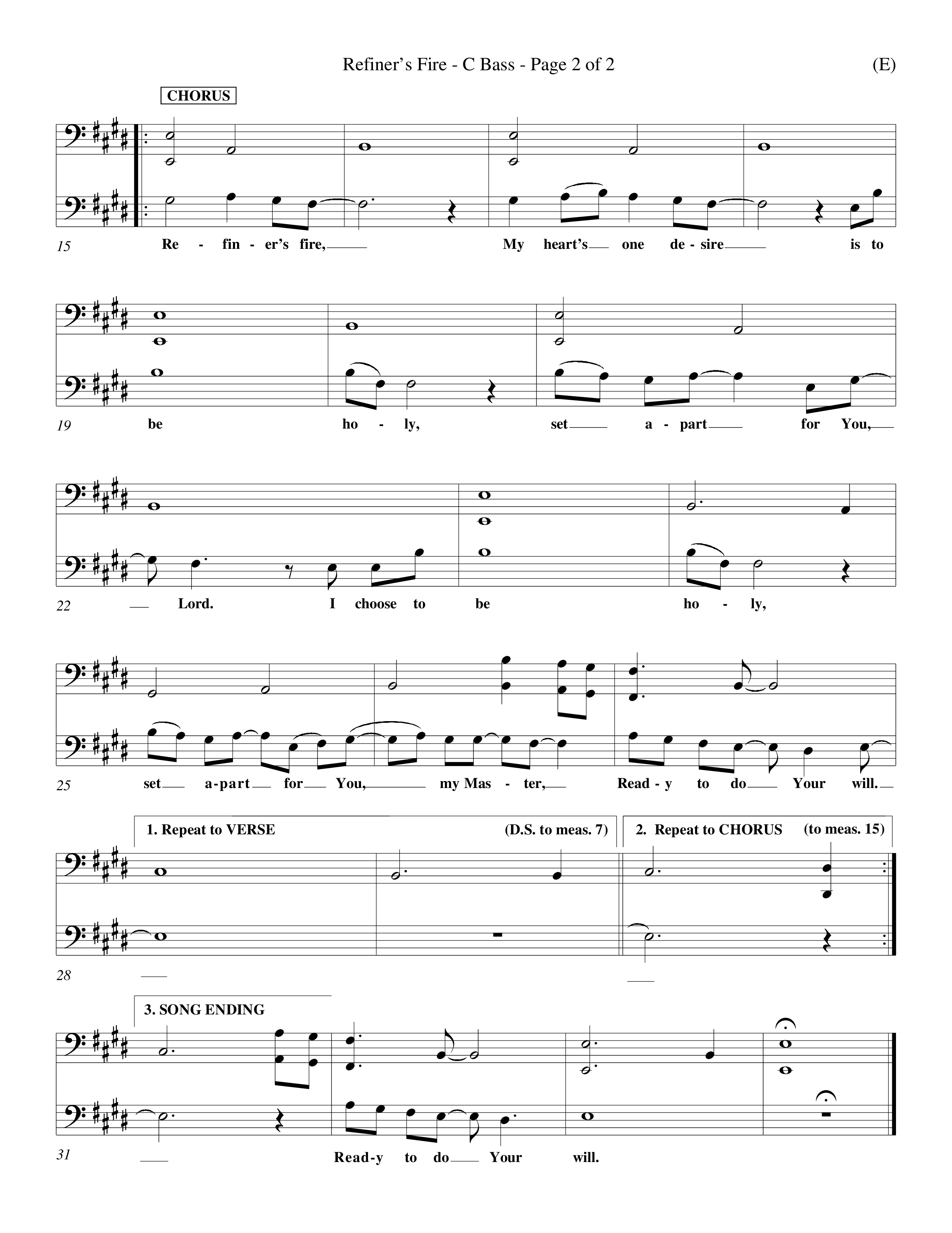 Refiner's Fire (Choral Anthem SATB) Contrabass (Word Music Choral / Orch. Larry Mayfield)