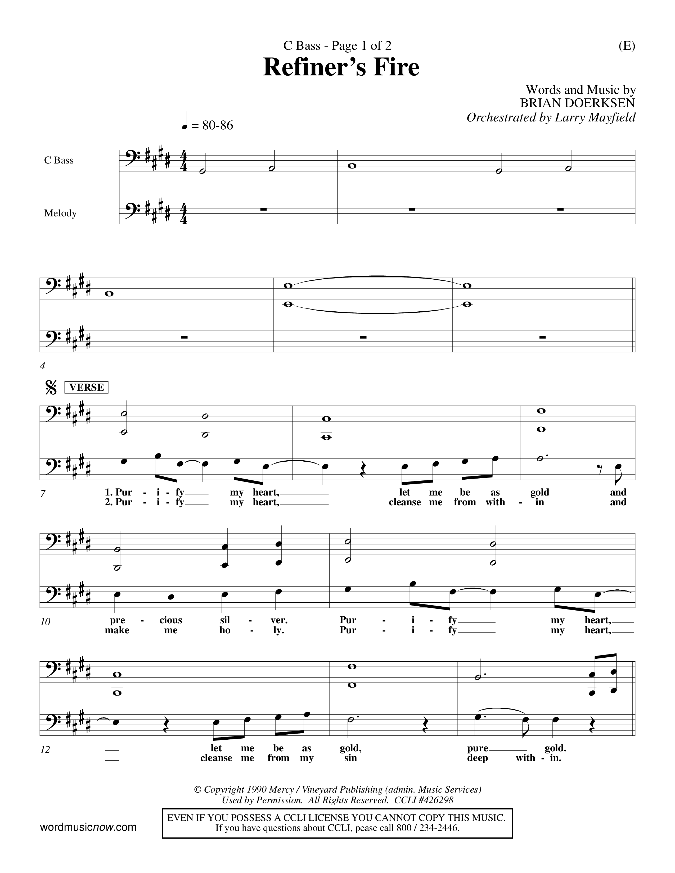 Refiner's Fire (Choral Anthem SATB) Contrabass (Word Music Choral / Orch. Larry Mayfield)