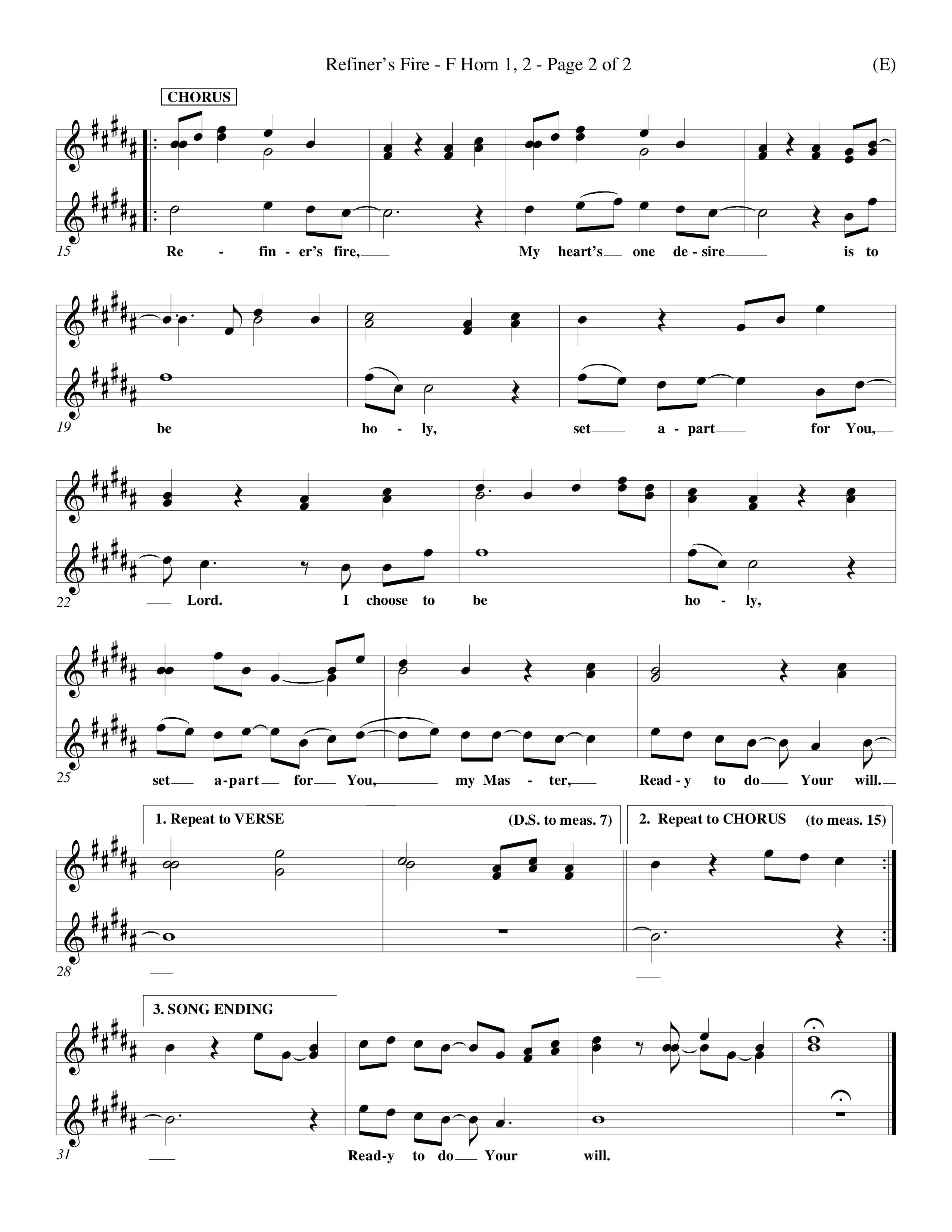 Refiner's Fire (Choral Anthem SATB) French Horn (Word Music Choral / Orch. Larry Mayfield)