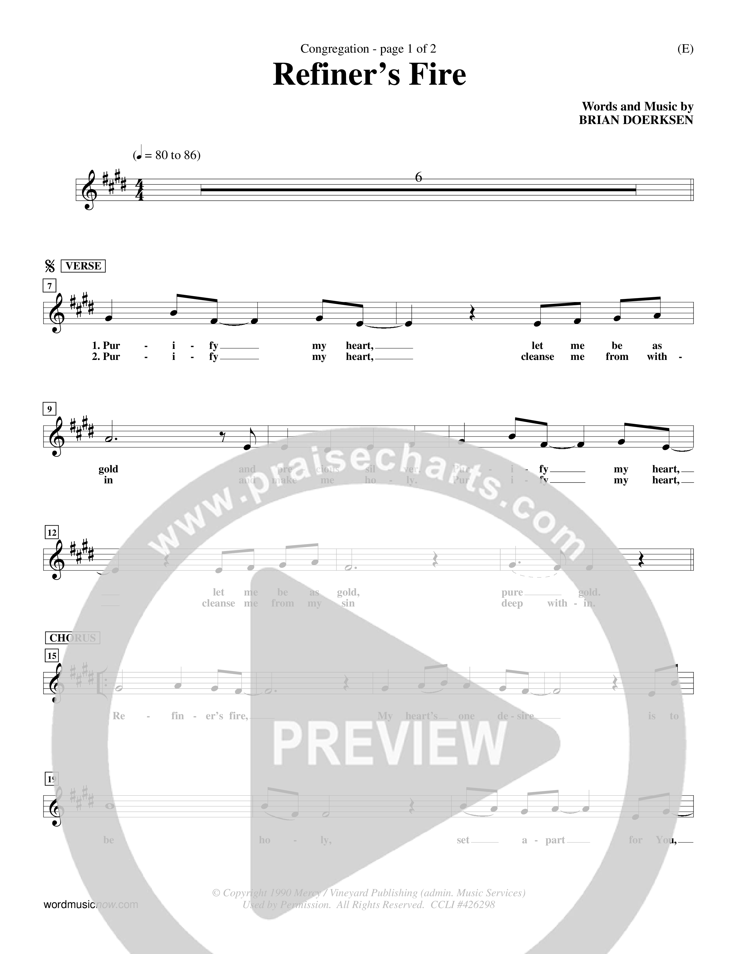 Refiner's Fire (Choral Anthem SATB) Lead Sheet (Mel) (Word Music Choral / Orch. Larry Mayfield)