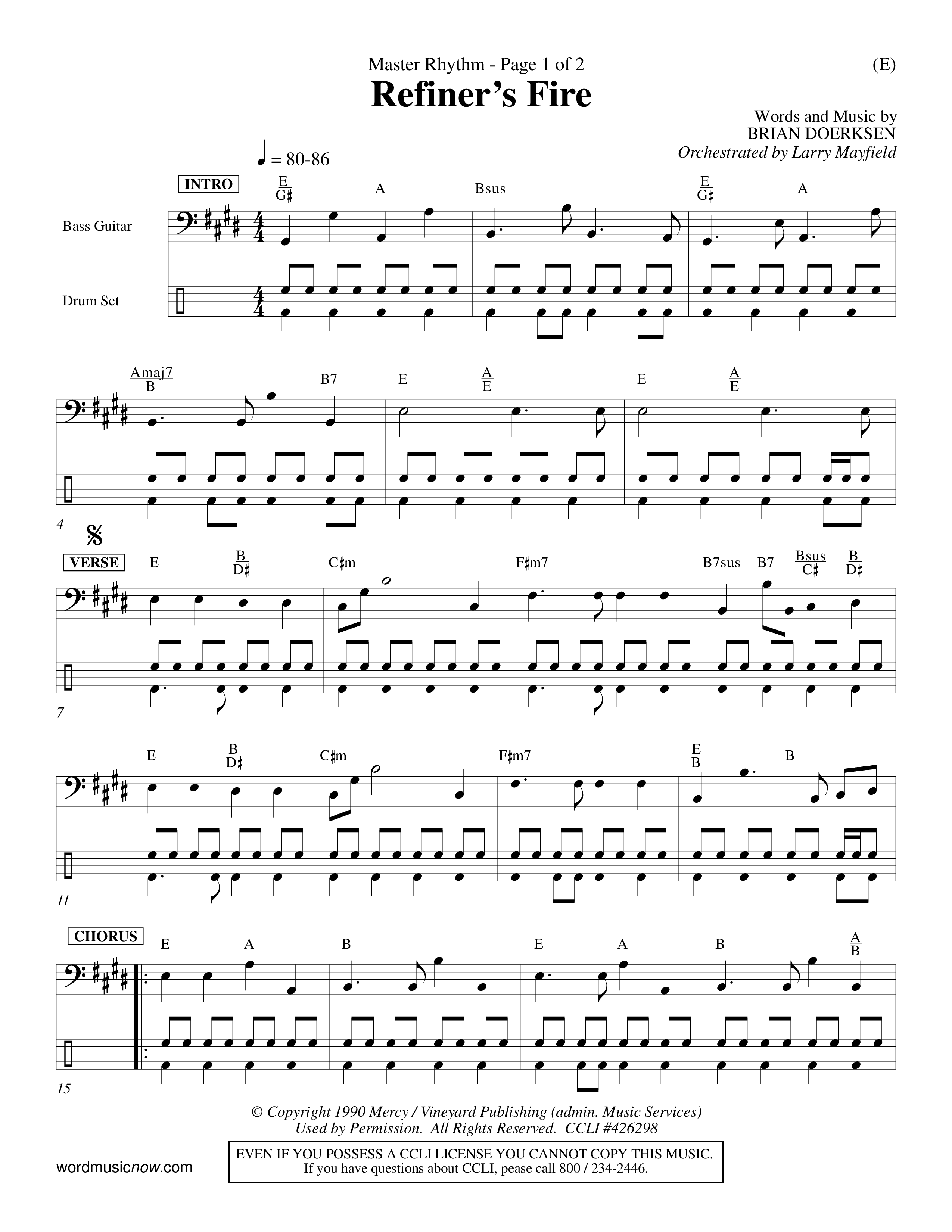 Refiner's Fire (Choral Anthem SATB) Rhythm Chart (Word Music Choral / Orch. Larry Mayfield)