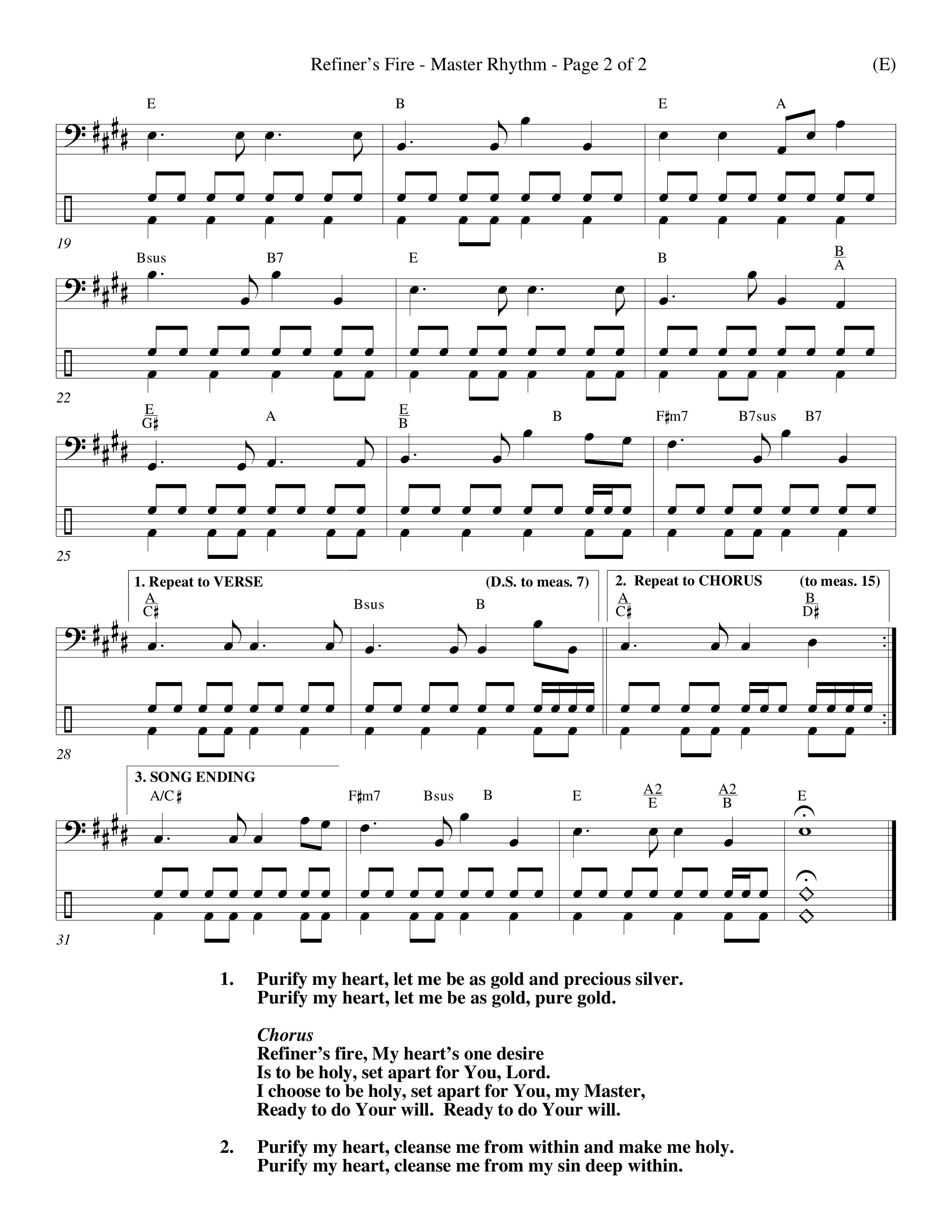 Refiner's Fire (Choral Anthem SATB) Rhythm Chart (Word Music Choral / Orch. Larry Mayfield)