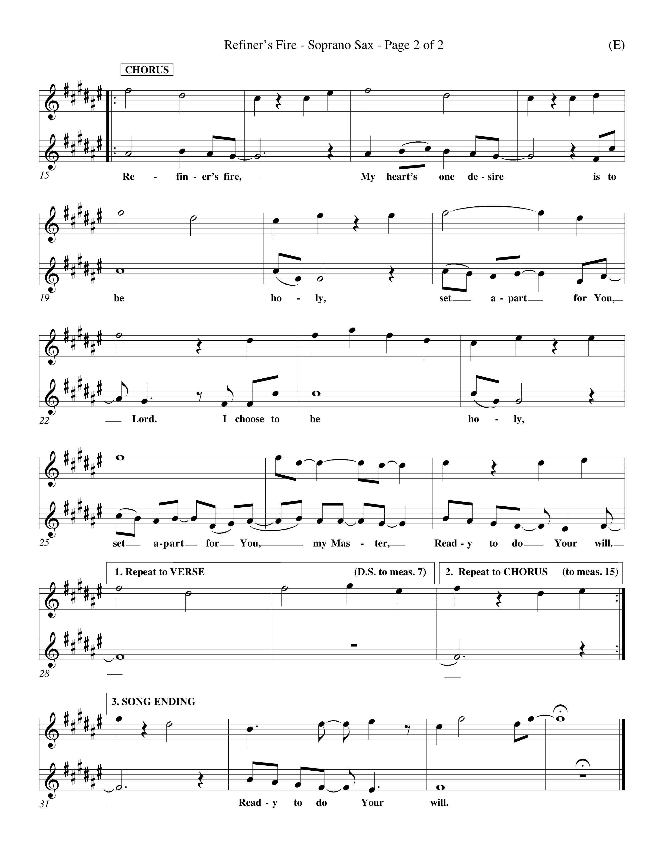 Refiner's Fire (Choral Anthem SATB) Saxophone (Word Music Choral / Orch. Larry Mayfield)