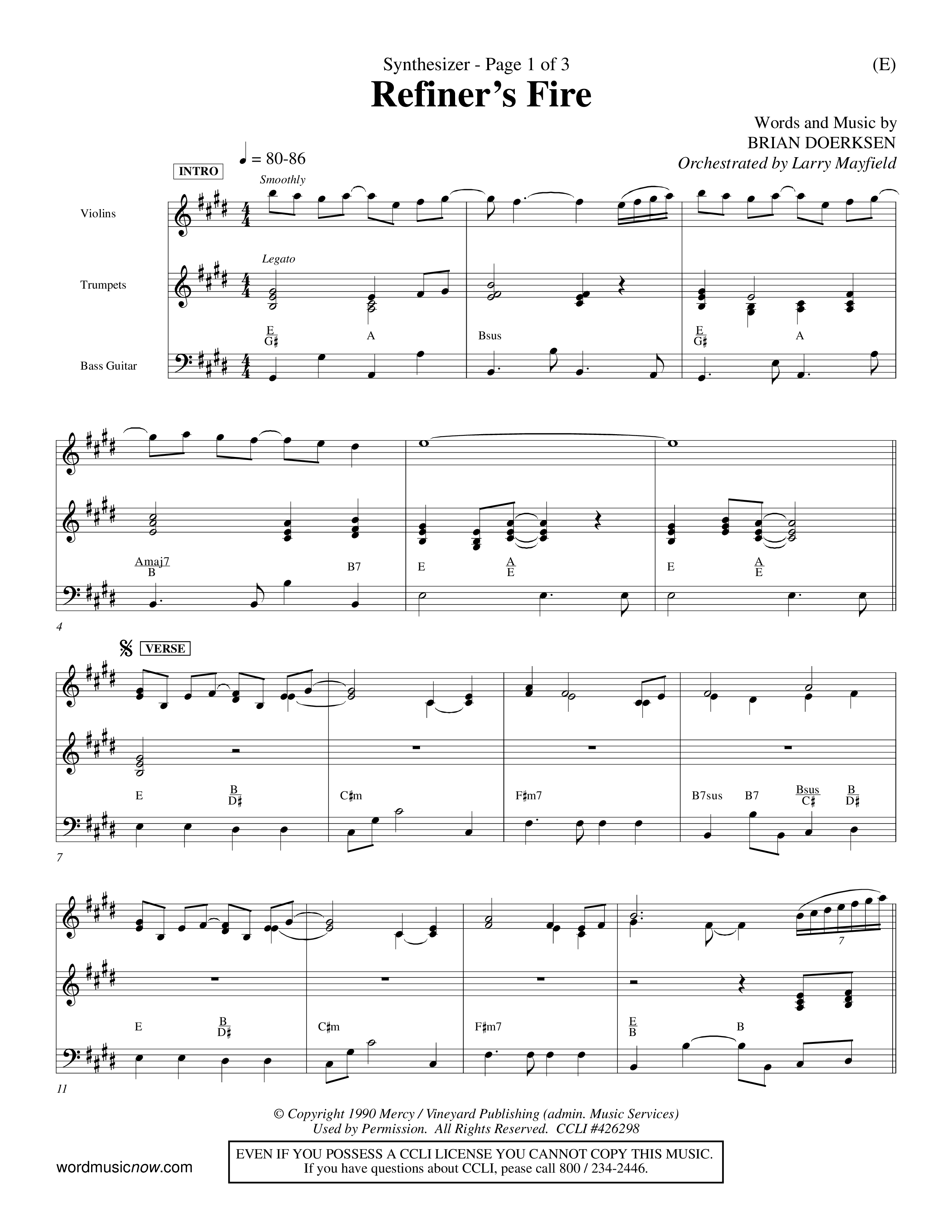 Refiner's Fire (Choral Anthem SATB) Synth (Word Music Choral / Orch. Larry Mayfield)