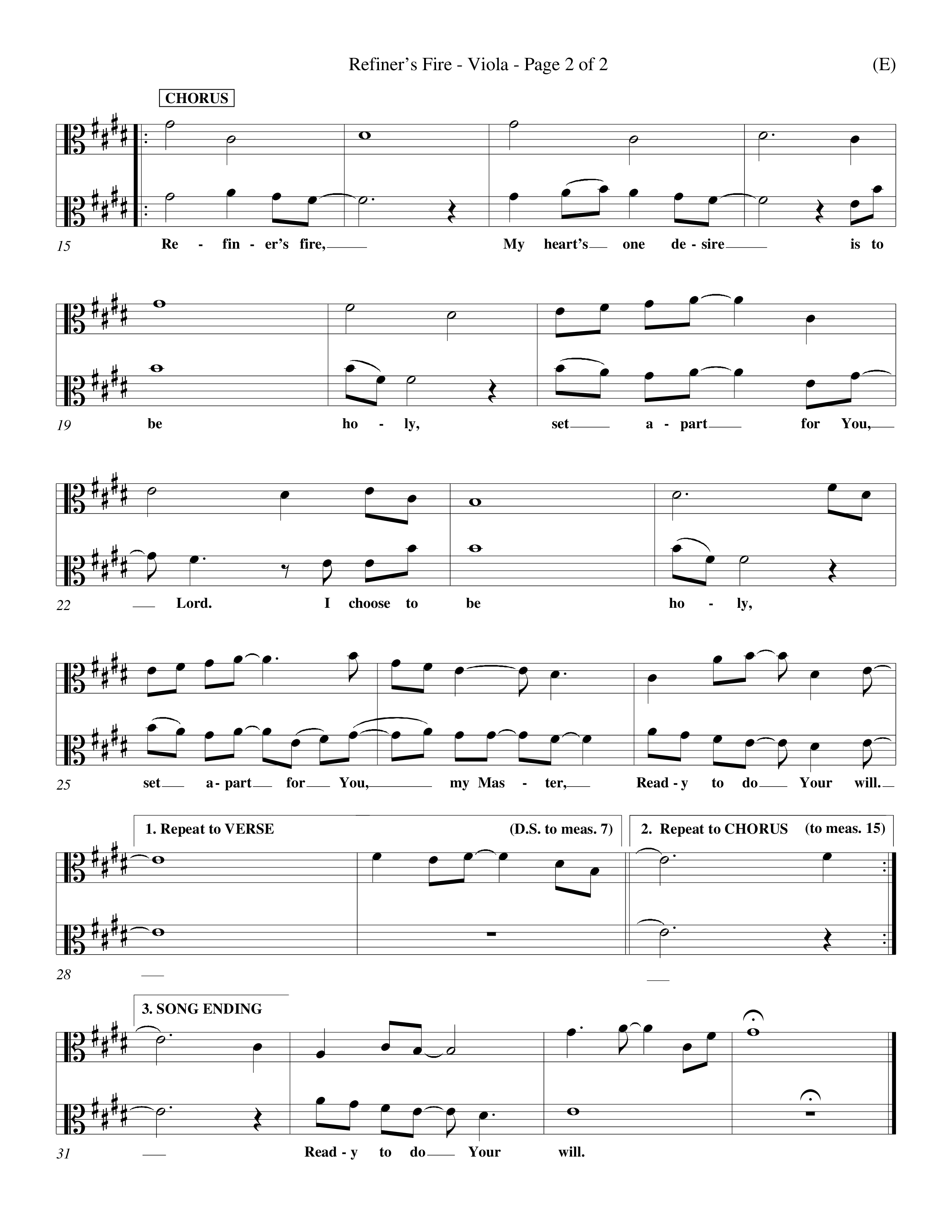 Refiner's Fire (Choral Anthem SATB) Viola (Word Music Choral / Orch. Larry Mayfield)
