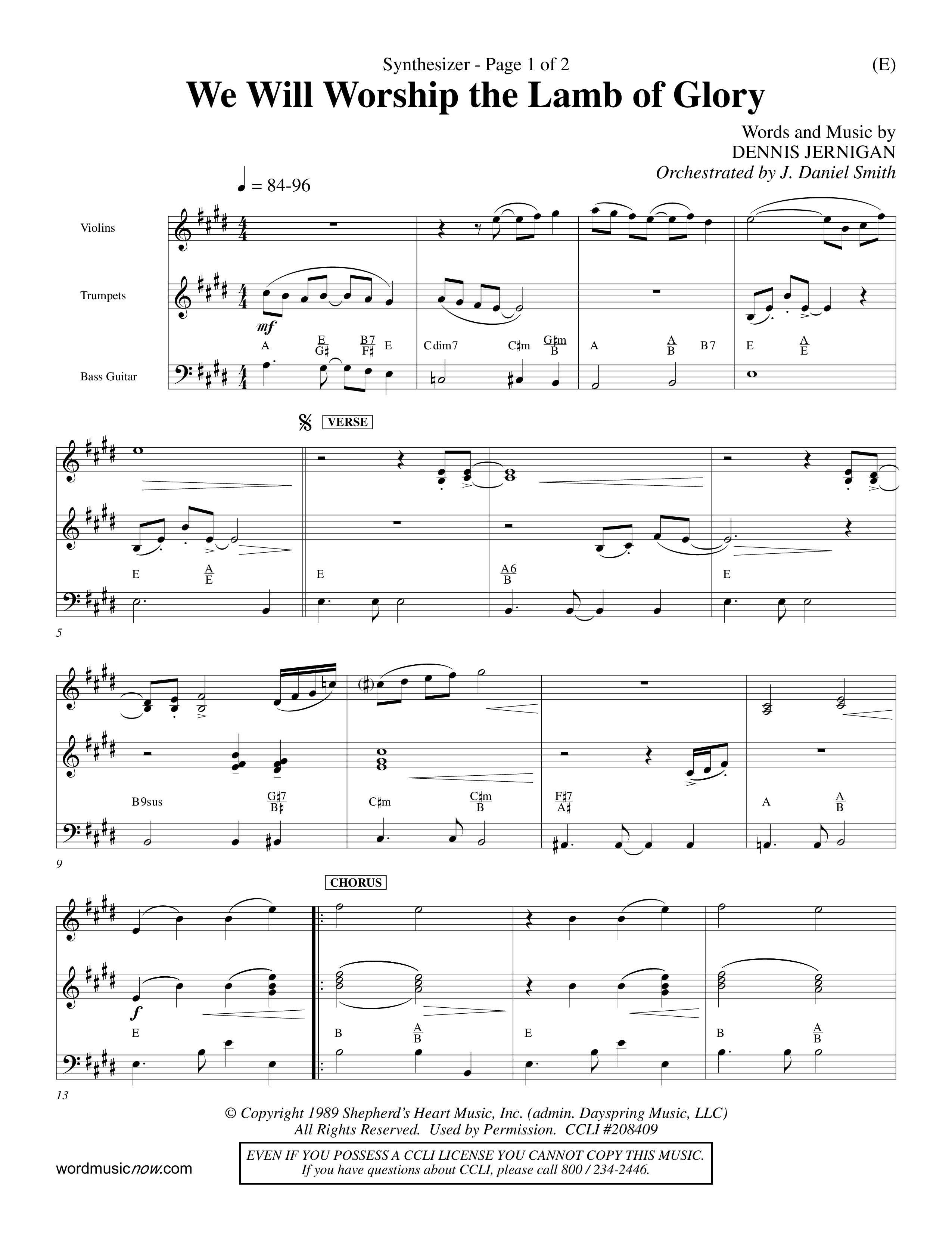 We Will Worship The Lamb of Glory (Choral Anthem SATB) Synth (Word Music Choral / Orch. J. Daniel Smith)