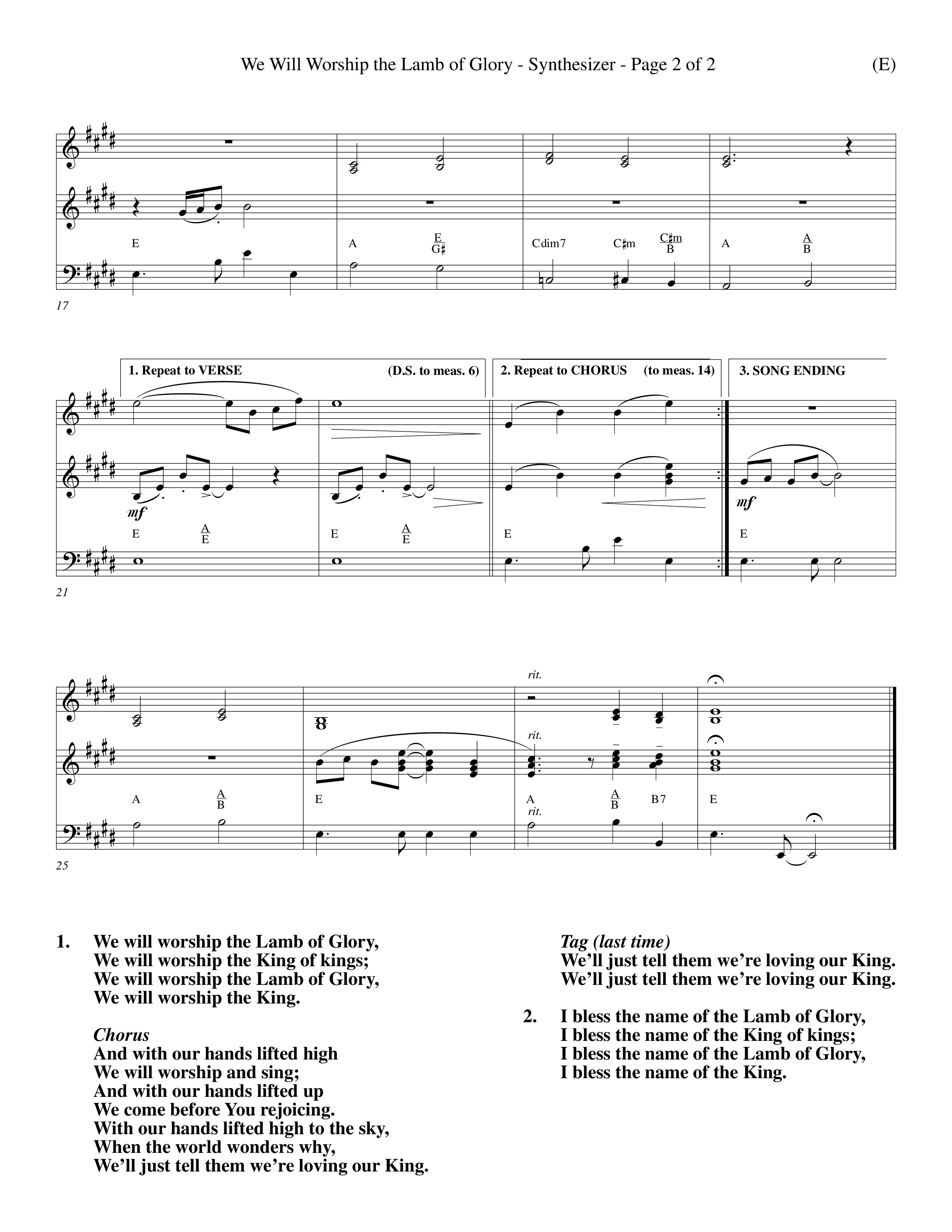 We Will Worship The Lamb of Glory (Choral Anthem SATB) Synth (Word Music Choral / Orch. J. Daniel Smith)