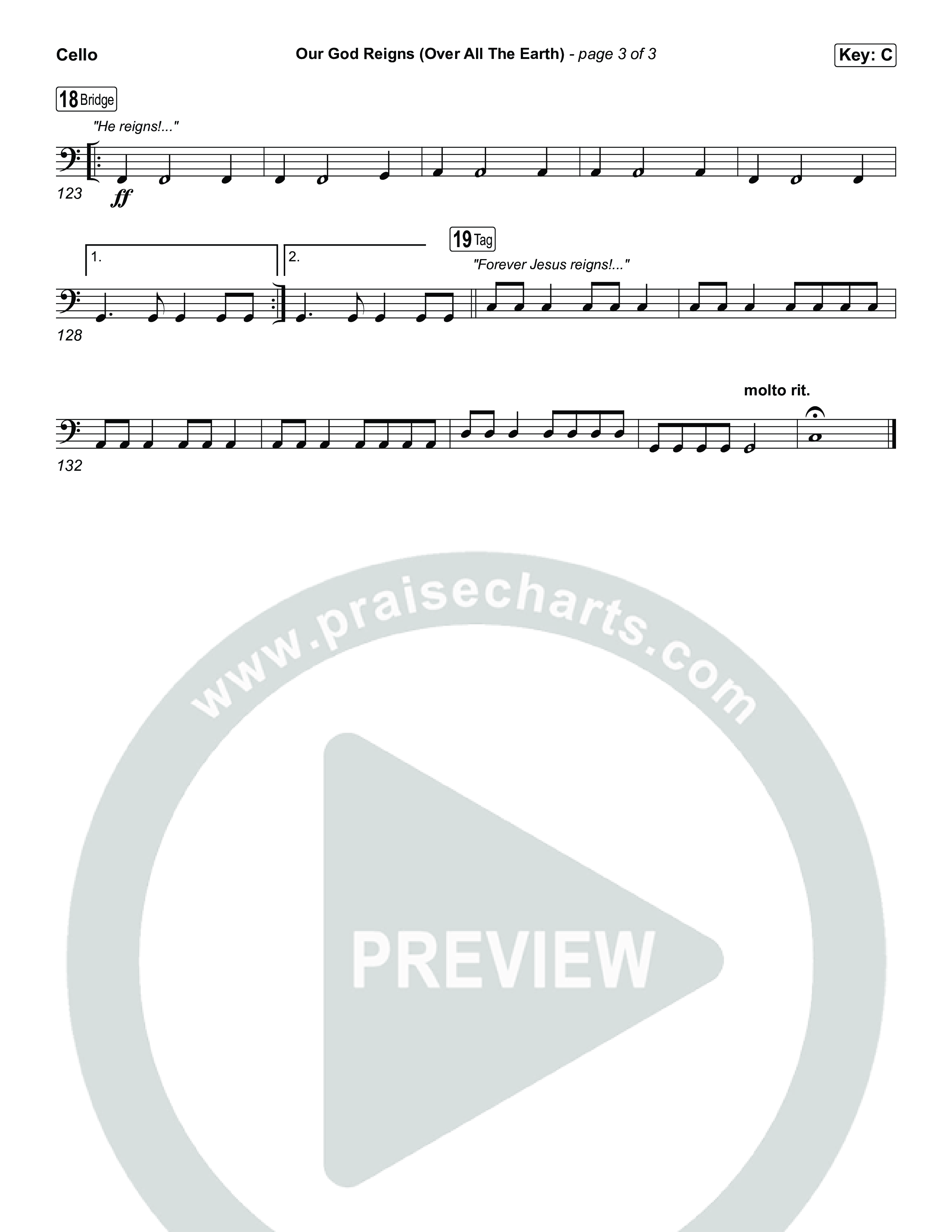 Our God Reigns (Over All The Earth) (Live) Cello (Martin Smith / Cody Carnes / Kari Jobe)