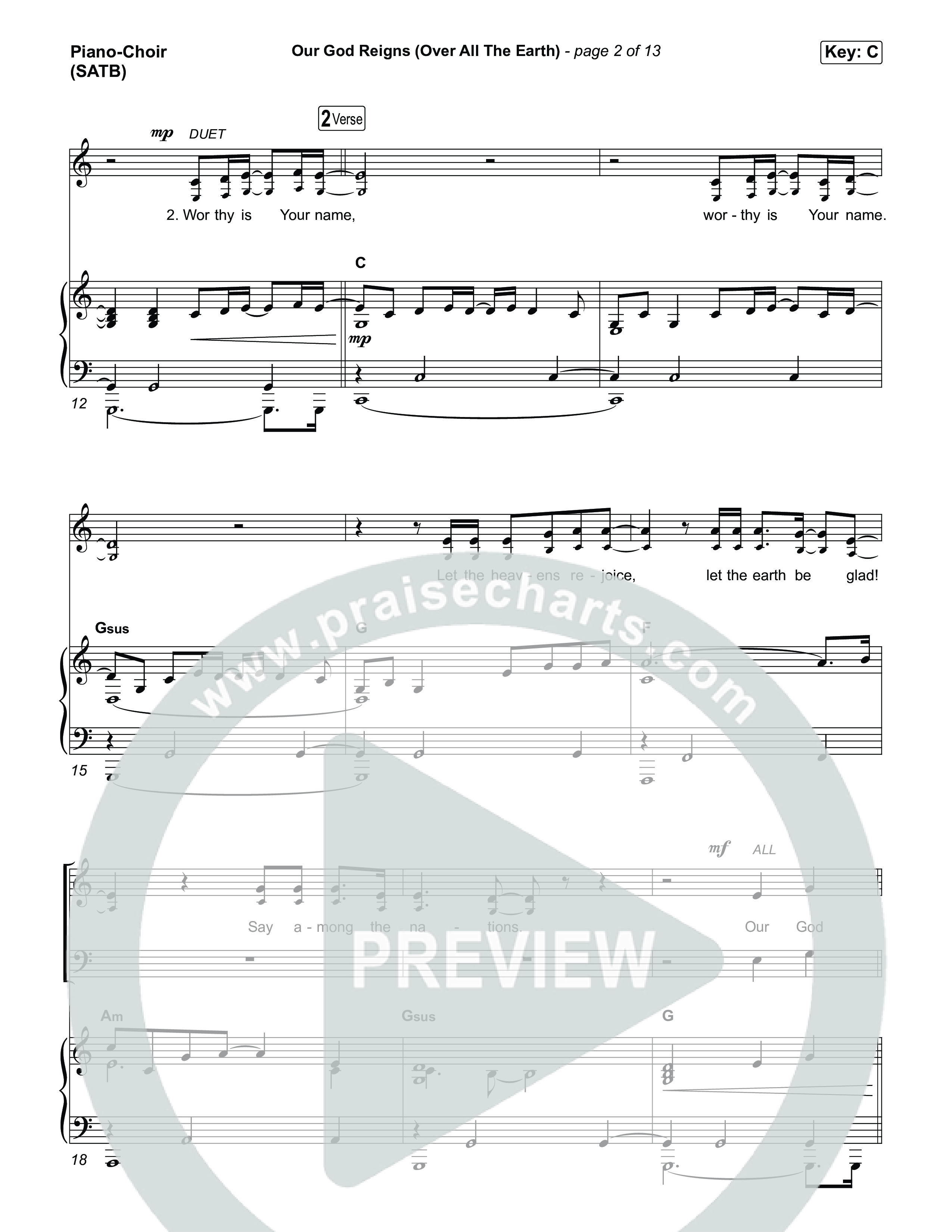 Our God Reigns (Over All The Earth) (Live) Piano/Vocal Pack (Martin Smith / Cody Carnes / Kari Jobe)