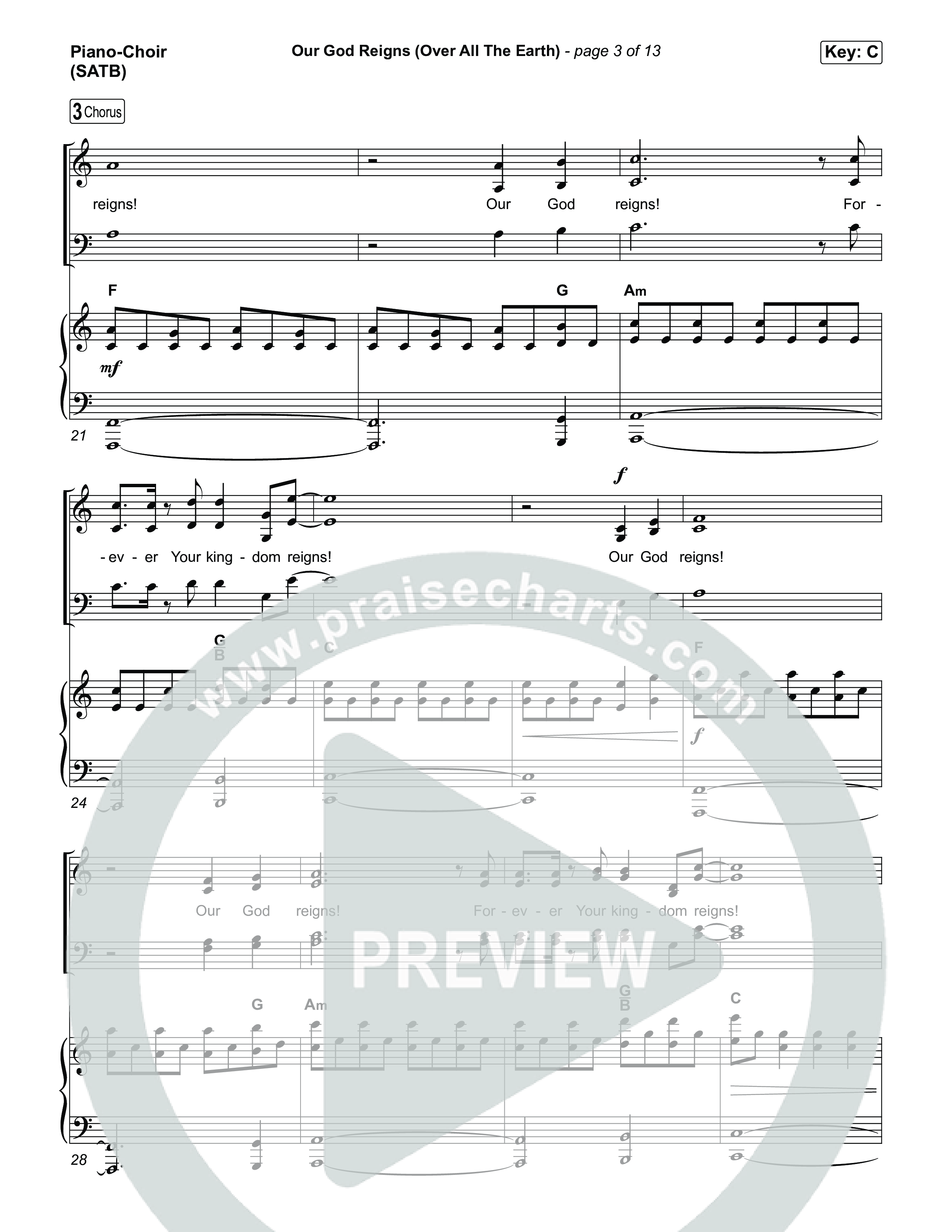 Our God Reigns (Over All The Earth) (Live) Piano/Vocal Pack (Martin Smith / Cody Carnes / Kari Jobe)